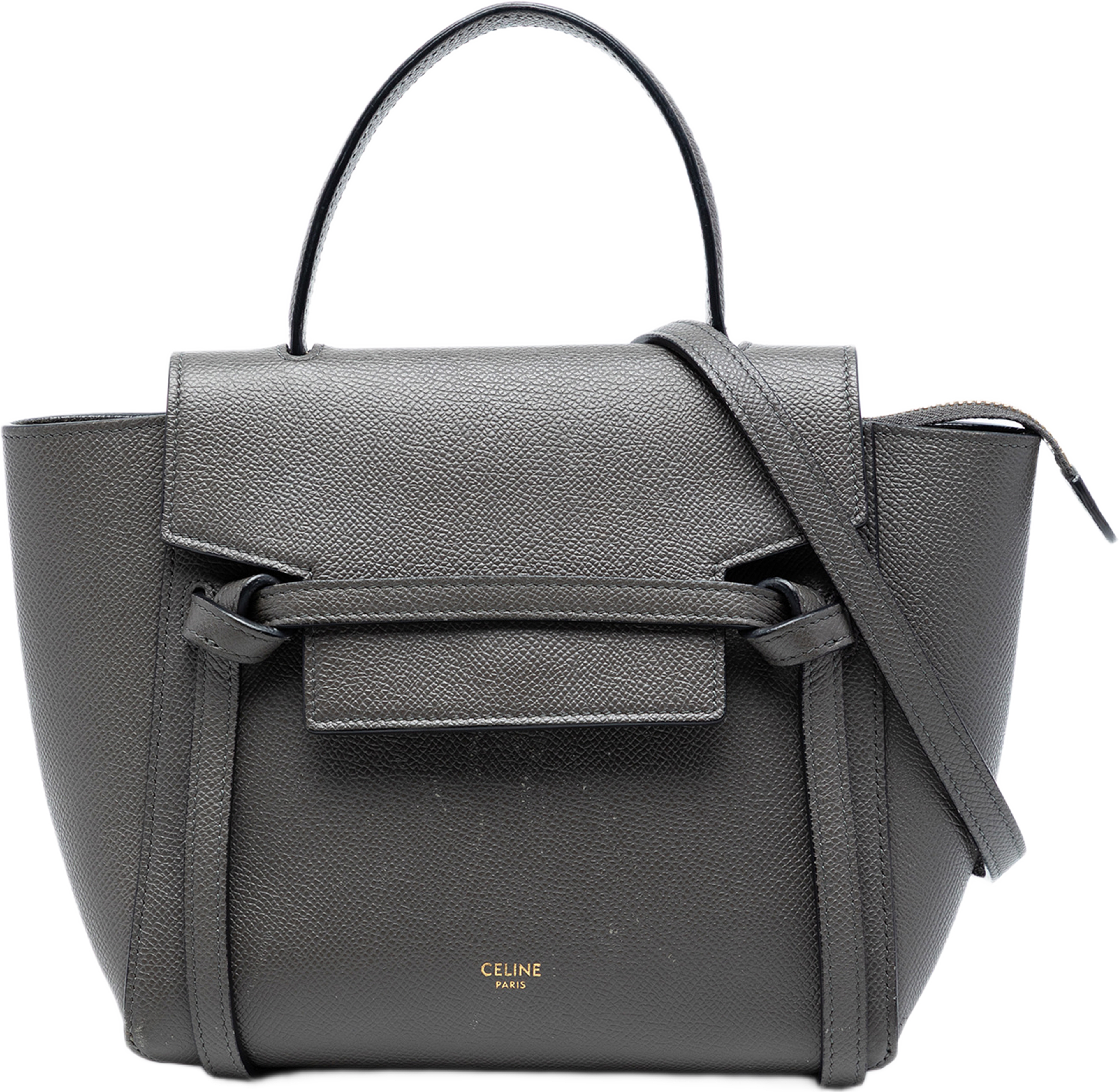 Celine Nano Grained Calfskin Belt Bag, från Luxclusif, i färgen gray. Klicka för att öppna bilden i stort format