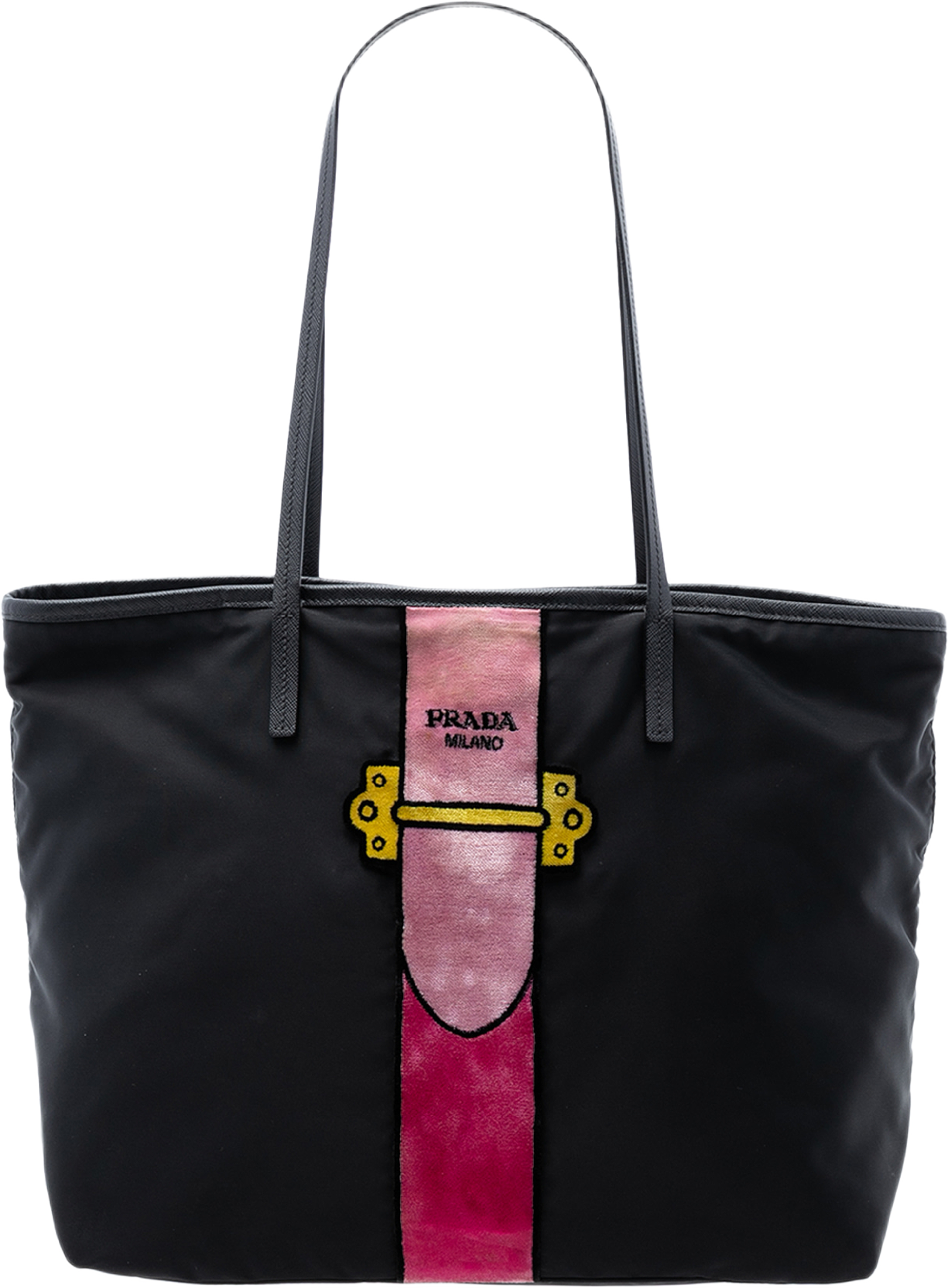 Prada Tessuto Velluto Ricamo Trompe L Oeil Tote, från Luxclusif, i färgen black. Klicka för att öppna bilden i stort format