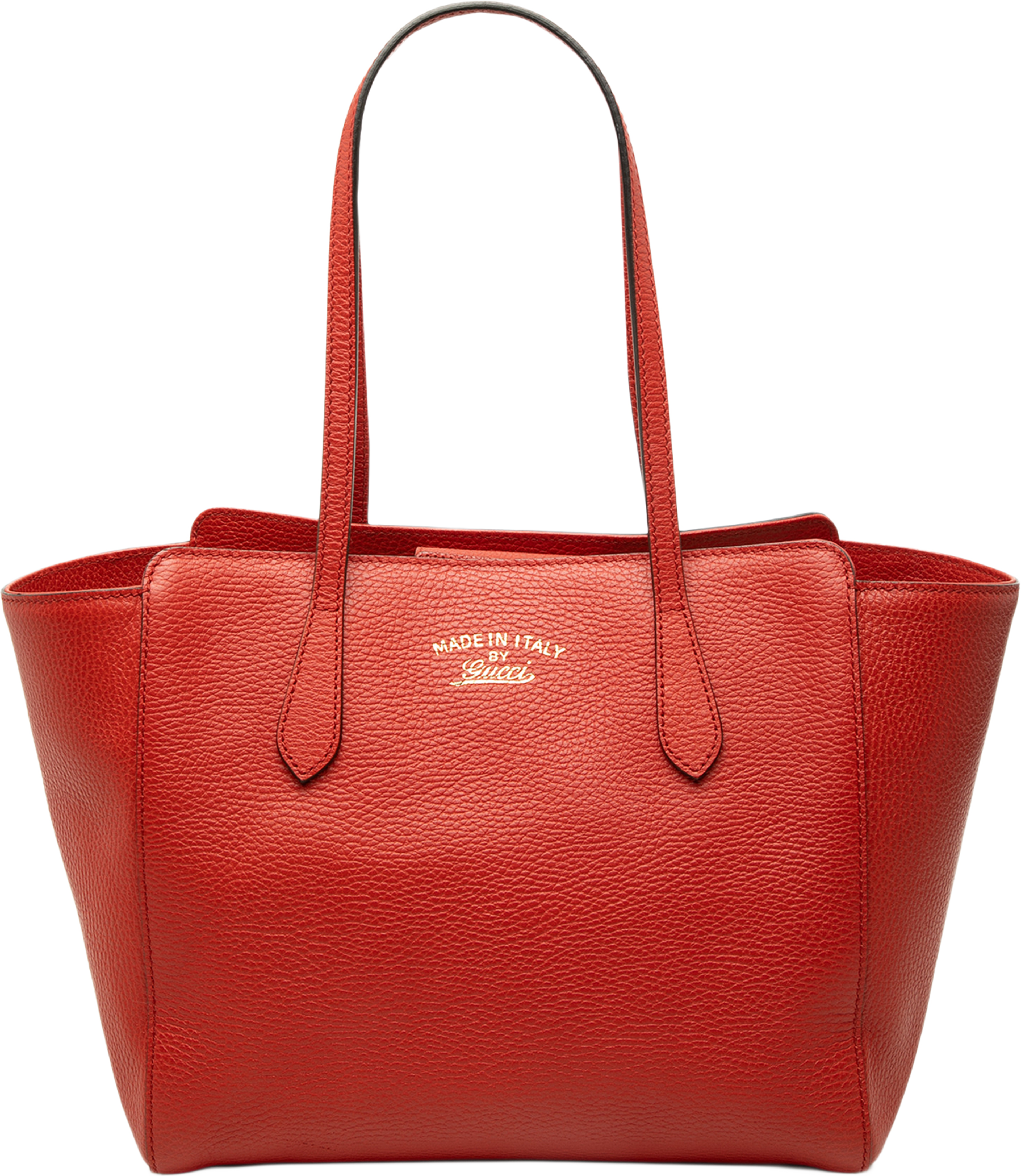 Gucci Small Calfskin Swing Tote, från Luxclusif, i färgen röd. Klicka för att öppna bilden i stort format
