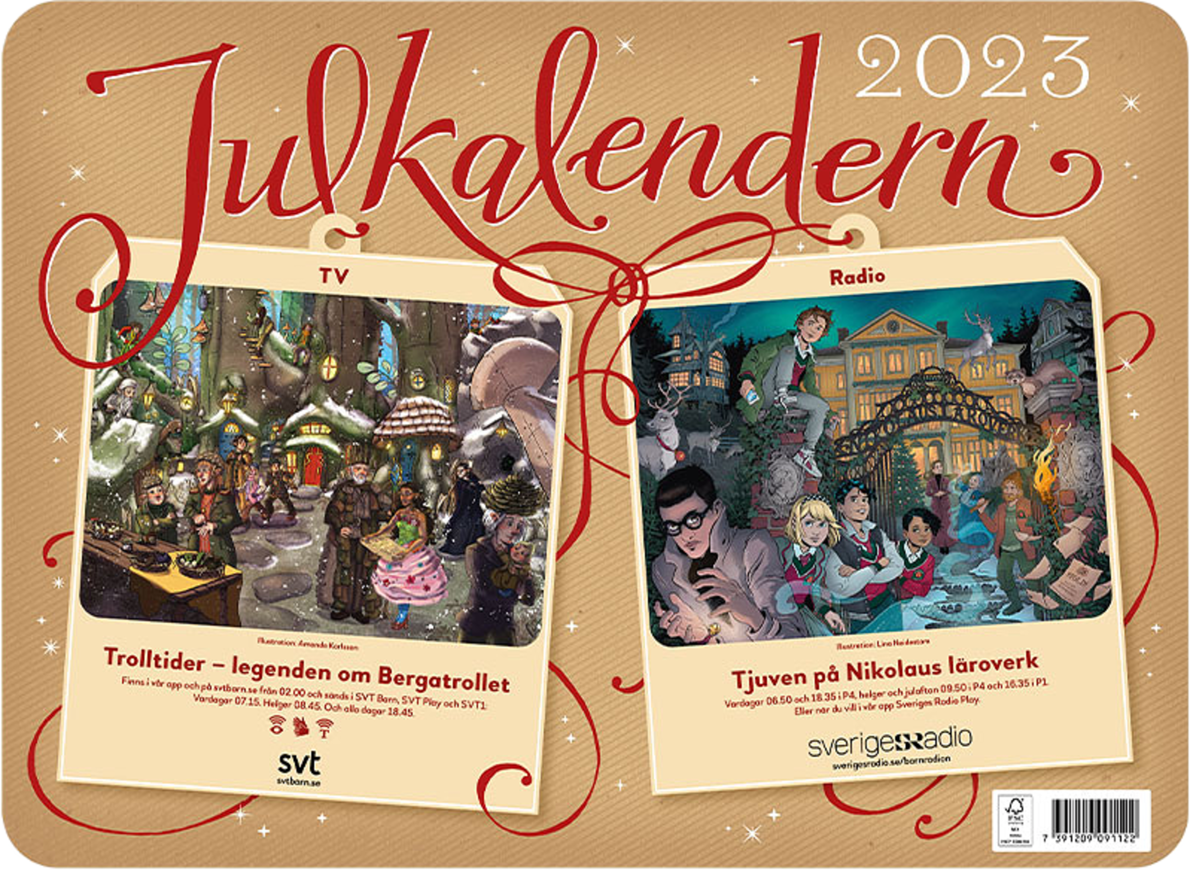Radio- och TV-julkalendern 2023, från Hedlunds. Klicka för att öppna bilden i stort format