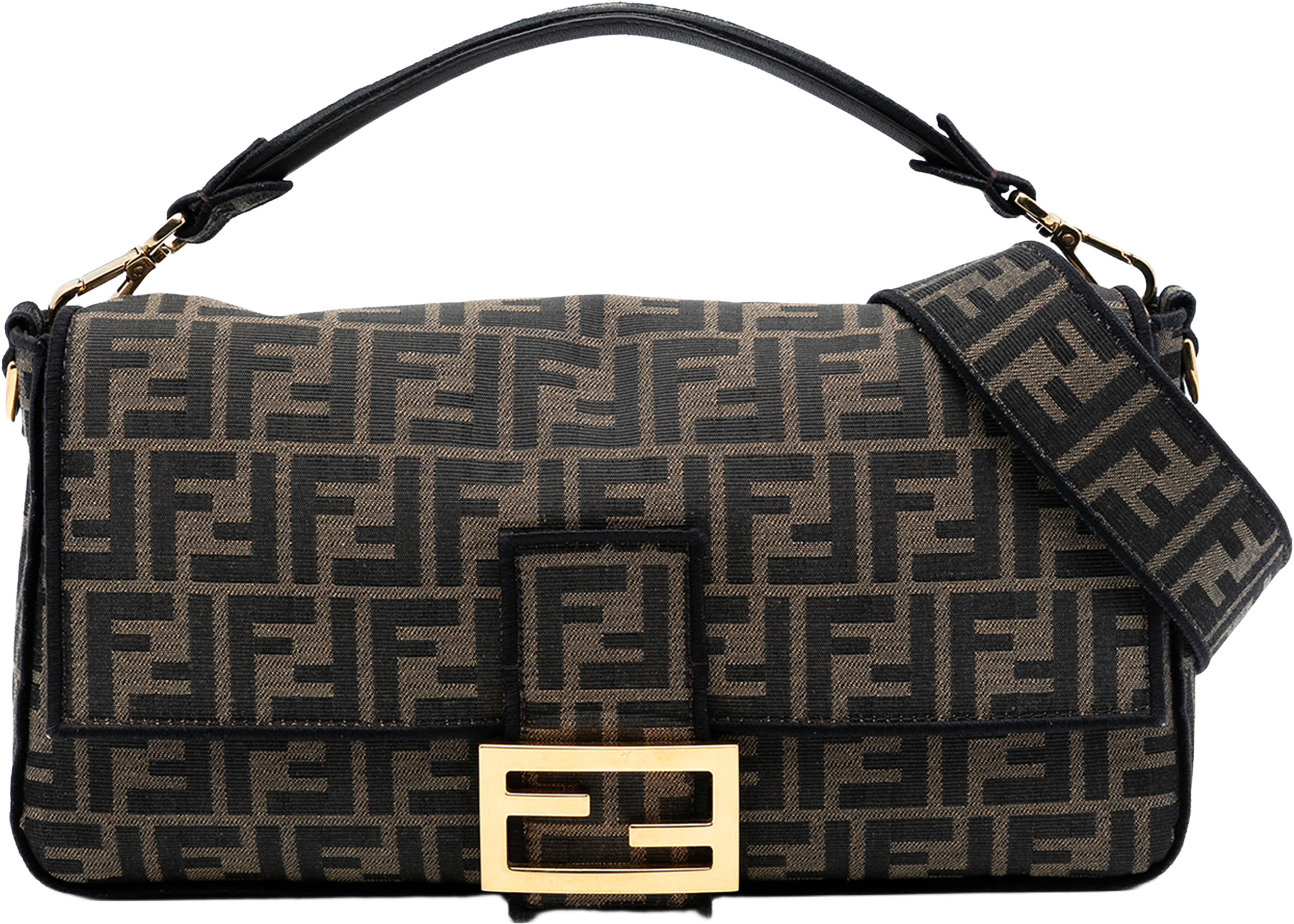 Fendi Large Zucca Canvas Baguette Satchel, från Luxclusif, i färgen brown. Klicka för att öppna bilden i stort format
