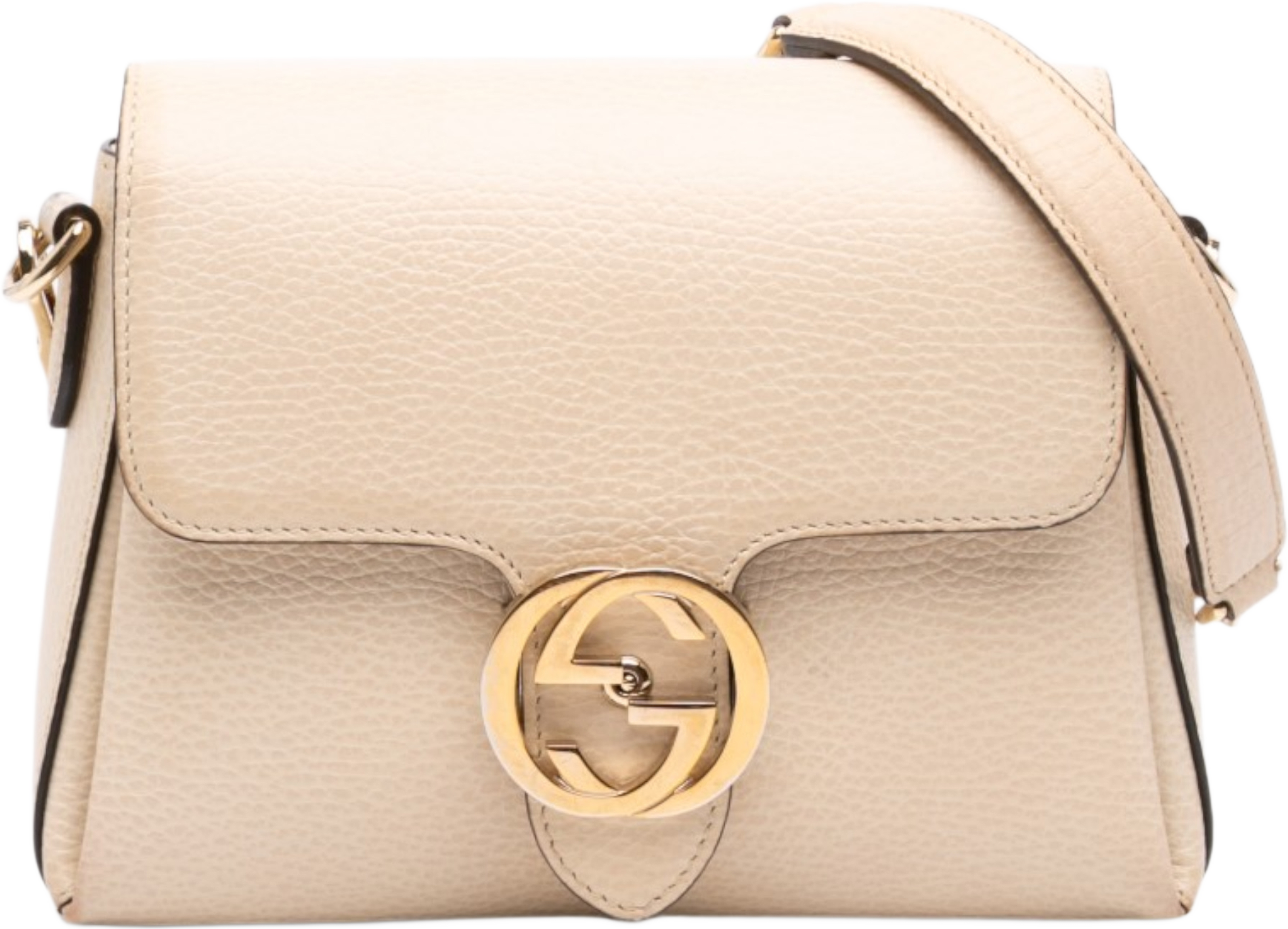 Gucci Small Dollar Calfskin Interlocking G Crossbody, från Luxclusif, i färgen vit. Klicka för att öppna bilden i stort format