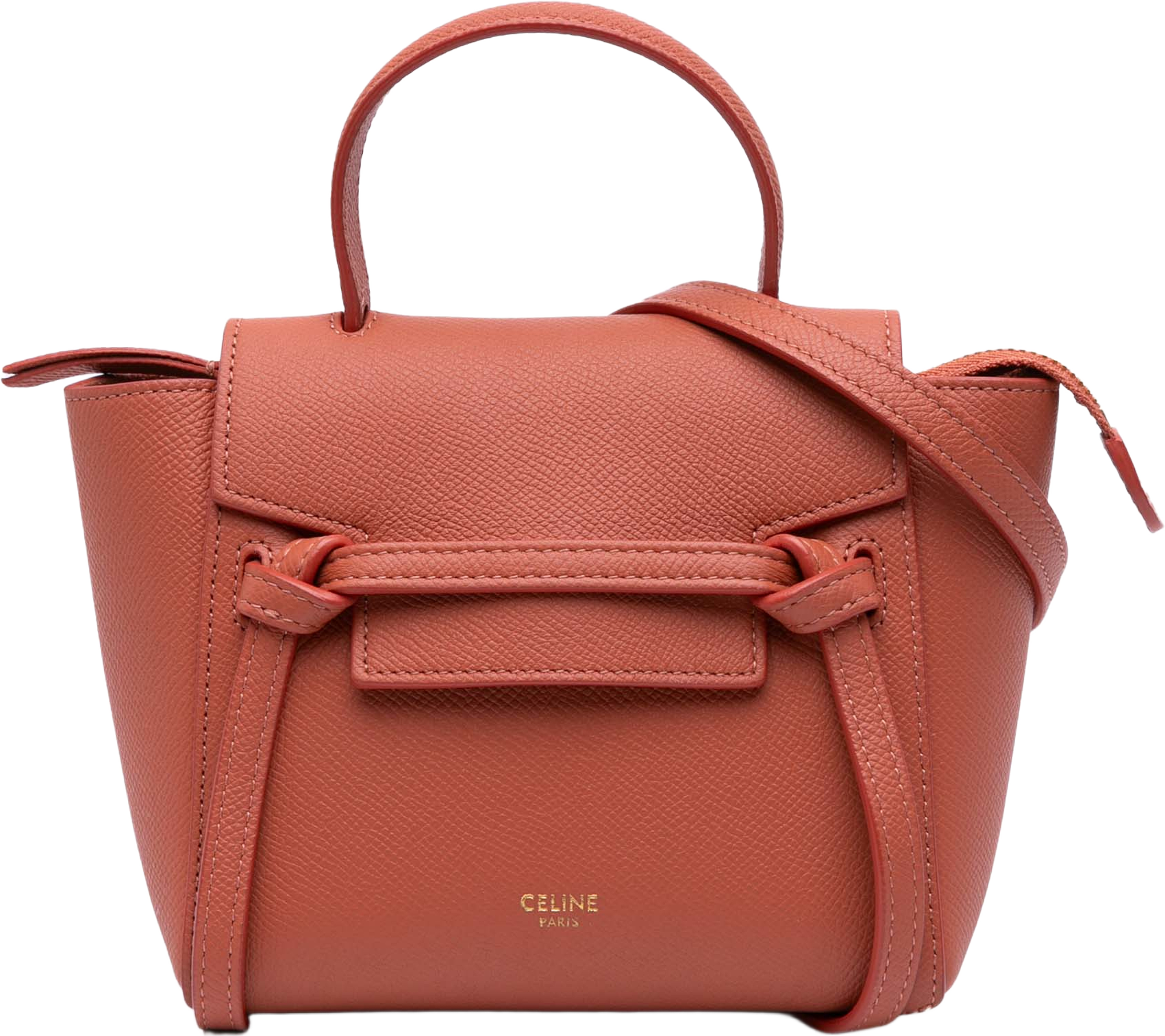 Celine Pico Grained Calfskin Belt Bag, från Luxclusif, i färgen orange. Klicka för att öppna bilden i stort format