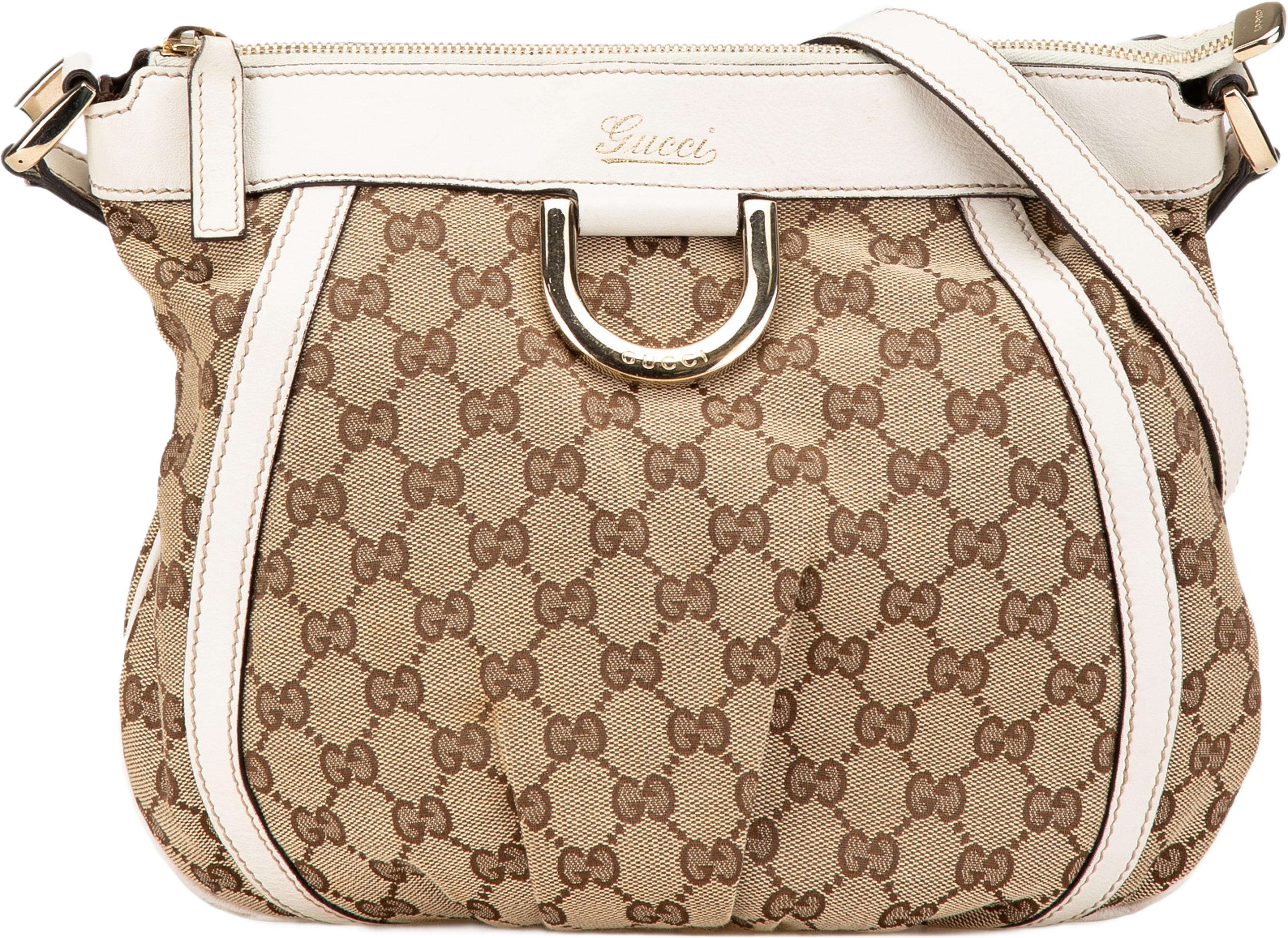 Gucci Gg Canvas Abbey D Ring Crossbody, från Luxclusif, i färgen vit. Klicka för att öppna bilden i stort format