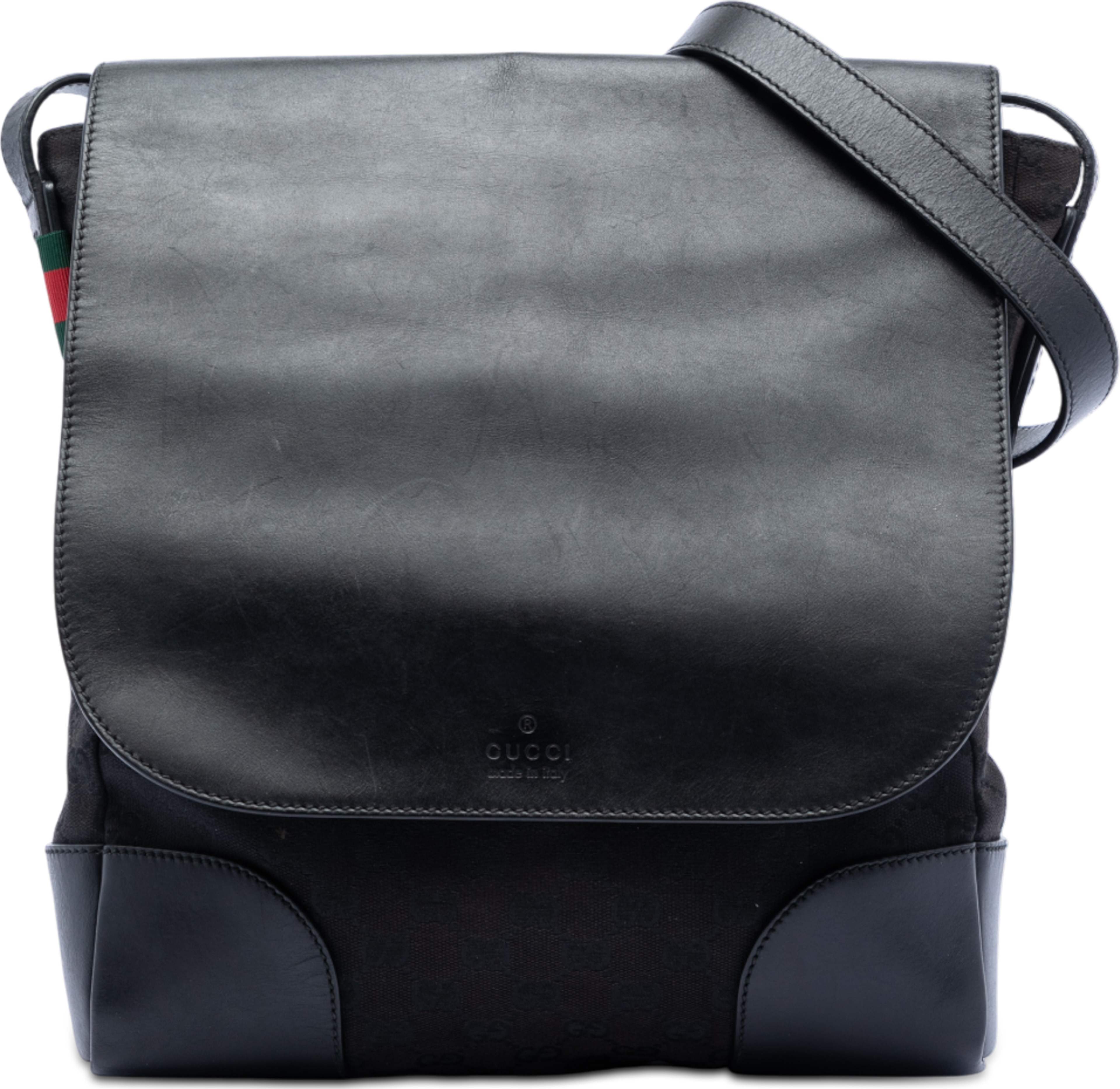 Gucci Gg Canvas And Leather Crossbody, från Luxclusif, i färgen black. Klicka för att öppna bilden i stort format