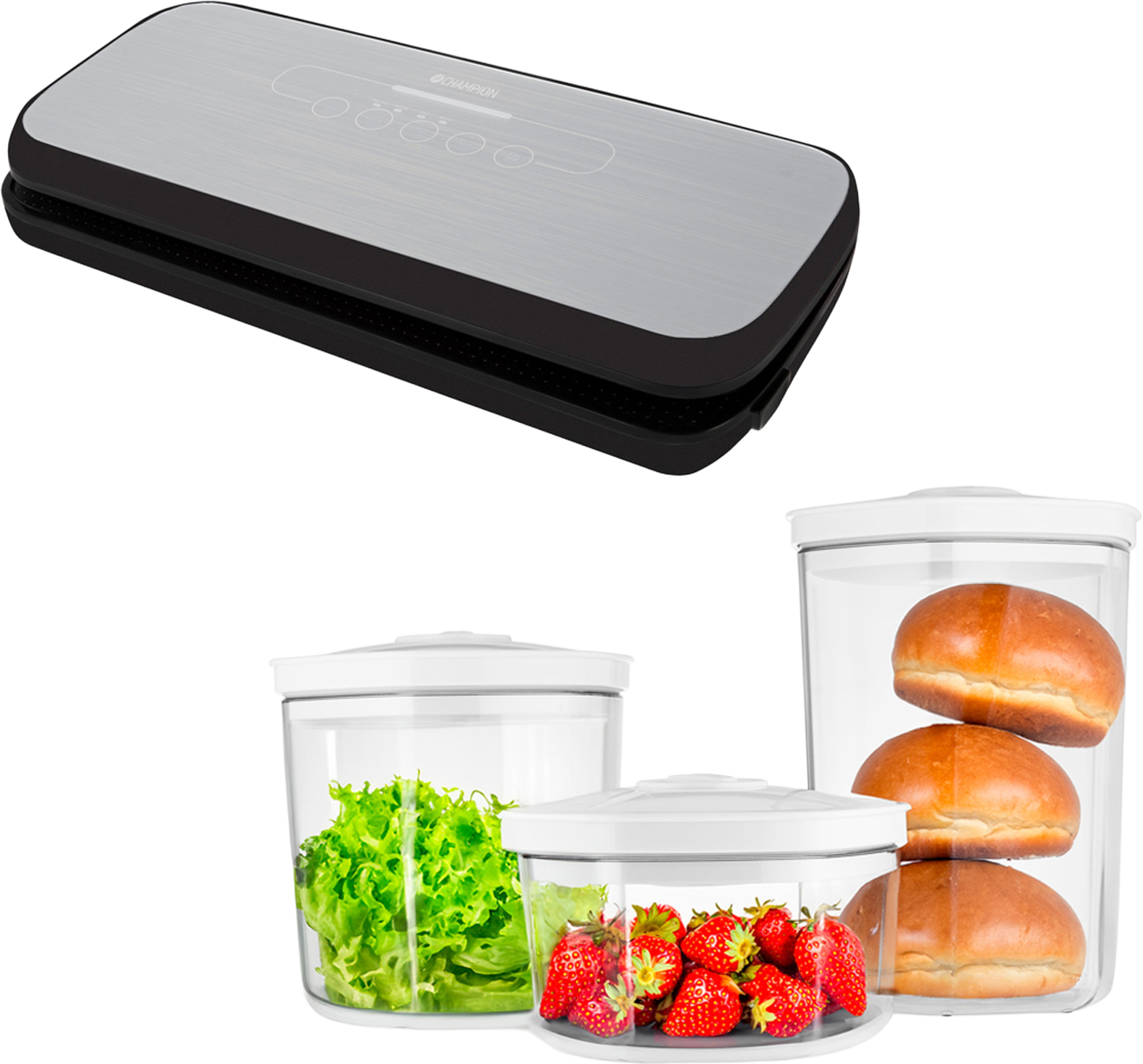 Paket Vakuumförpackare & Behållare, från Champion Nordic, i färgen rosfritt. Klicka för att öppna bilden i stort format