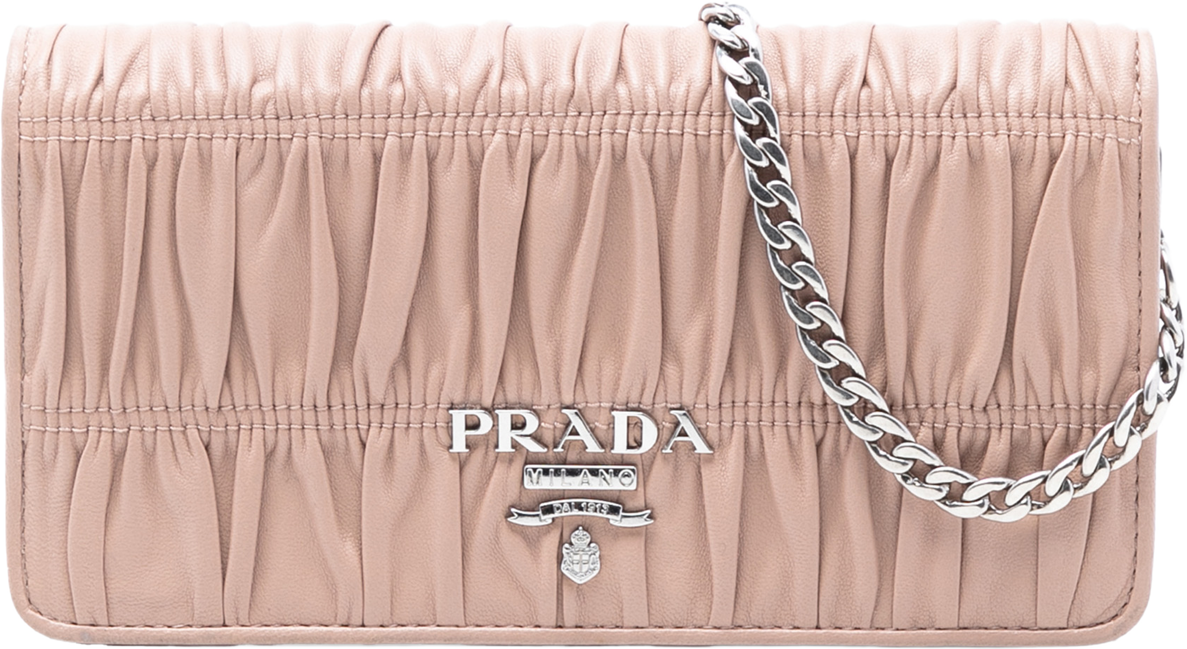 Prada Nappa Gaufre Wallet On Chain, från Luxclusif, i färgen nude. Klicka för att öppna bilden i stort format