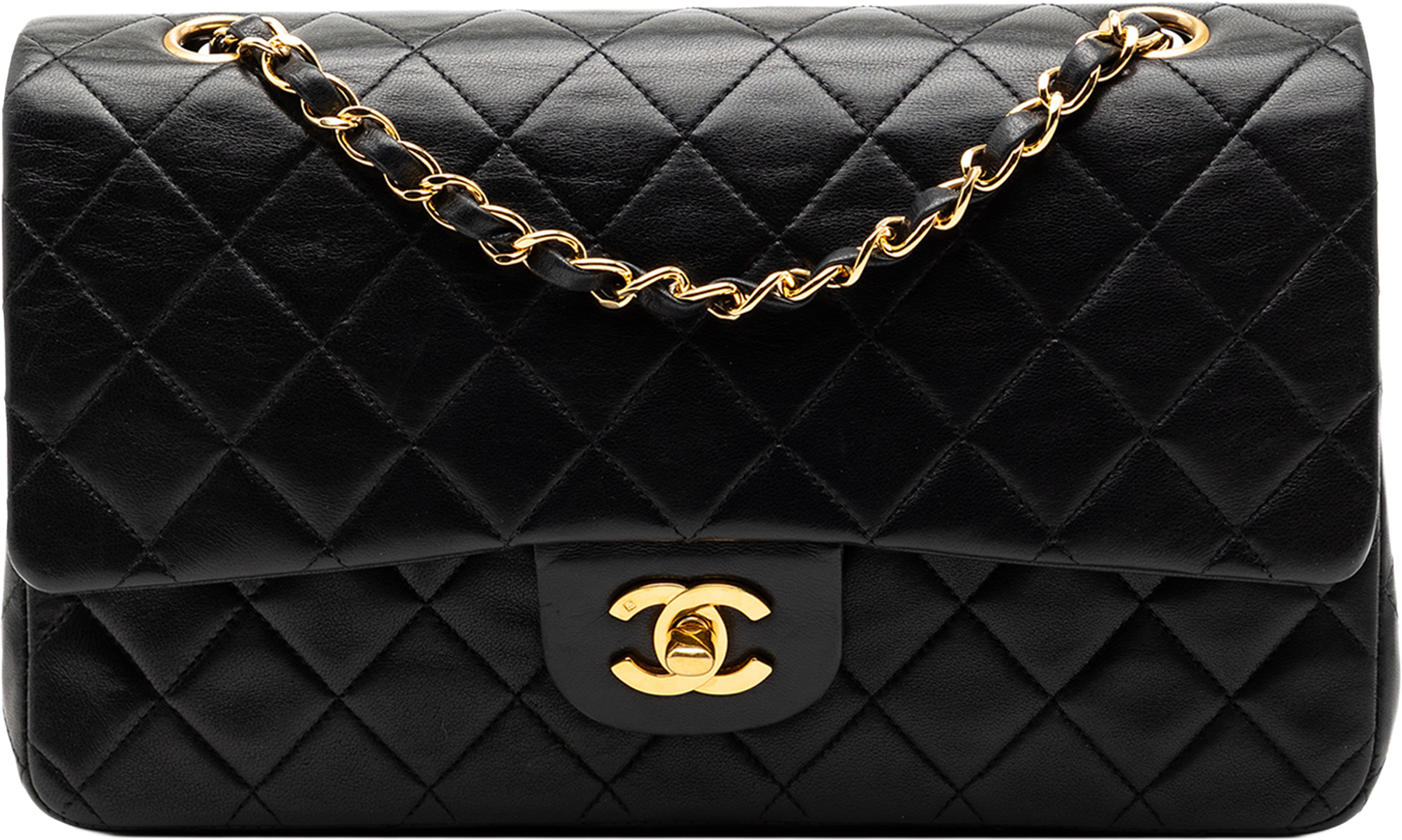 Chanel Medium Classic Lambskin Double Flap, från Luxclusif, i färgen black. Klicka för att öppna bilden i stort format