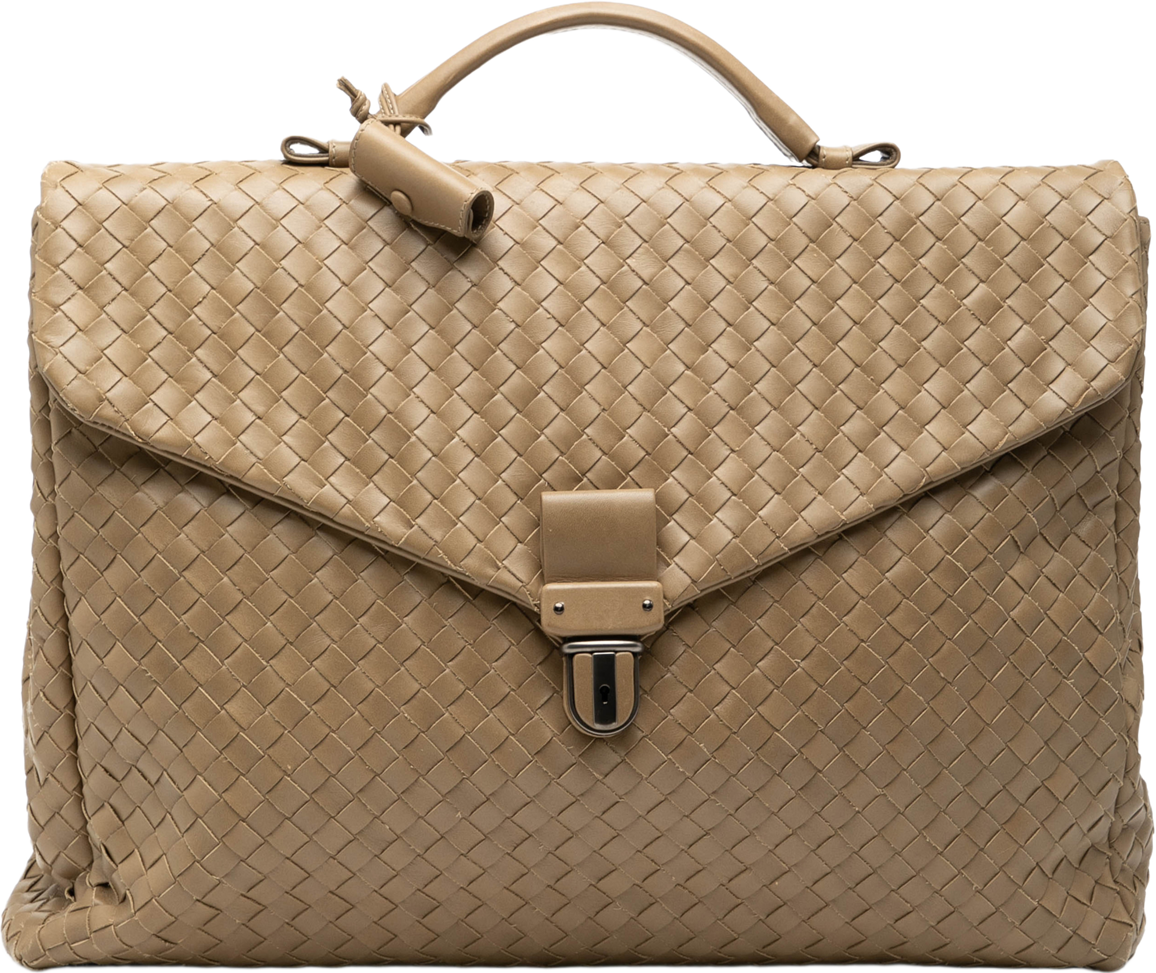 Bottega Veneta Nappa Intrecciato Business Bag, från Luxclusif, i färgen light brown. Klicka för att öppna bilden i stort format