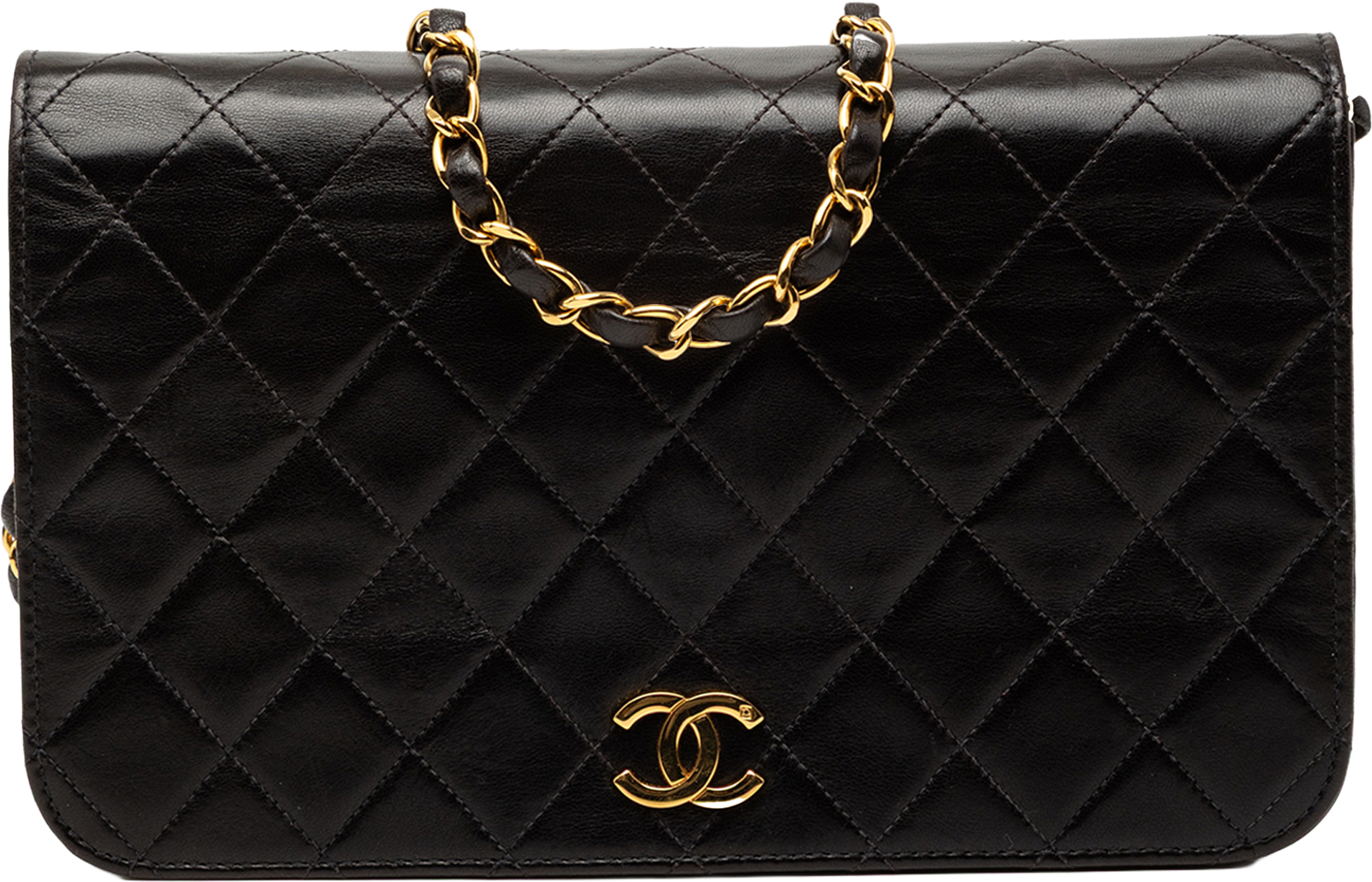 Chanel Cc Quilted Lambskin Full Flap, från Luxclusif, i färgen black. Klicka för att öppna bilden i stort format
