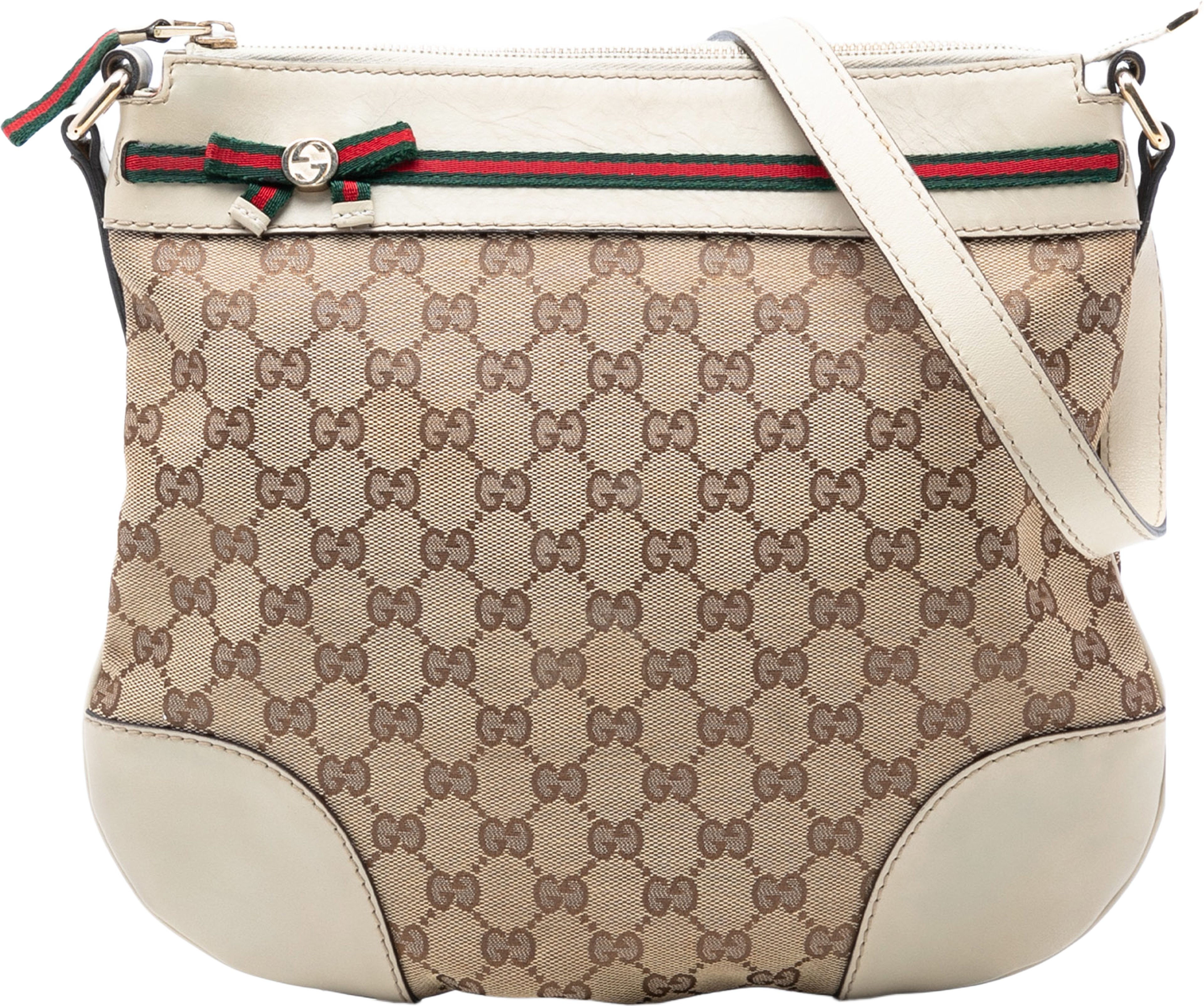 Gucci Gg Canvas Web Mayfair Crossbody, från Luxclusif, i färgen beige. Klicka för att öppna bilden i stort format