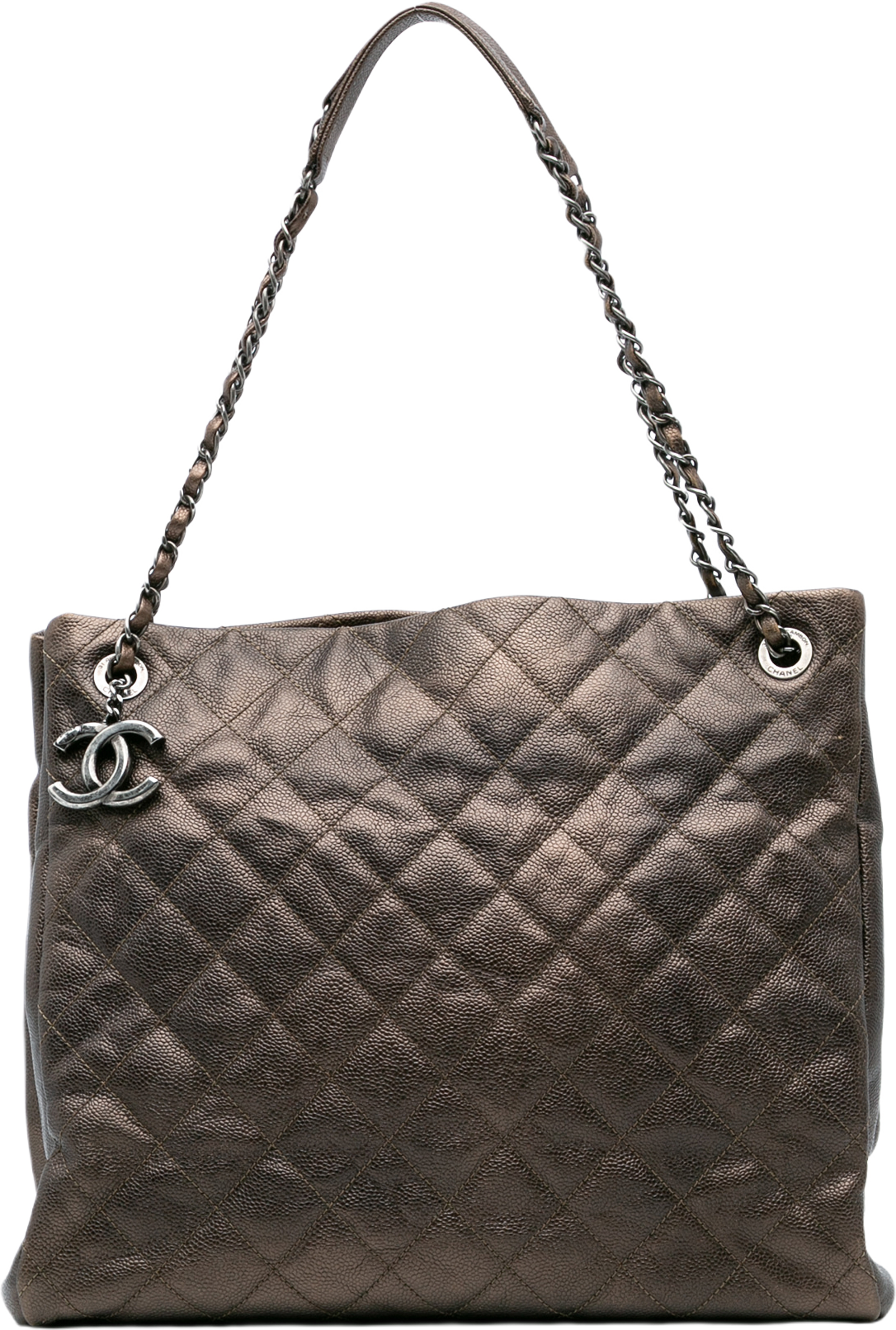 Chanel Large Quilted Iridescent Caviar Chic Tall Shopping Tote