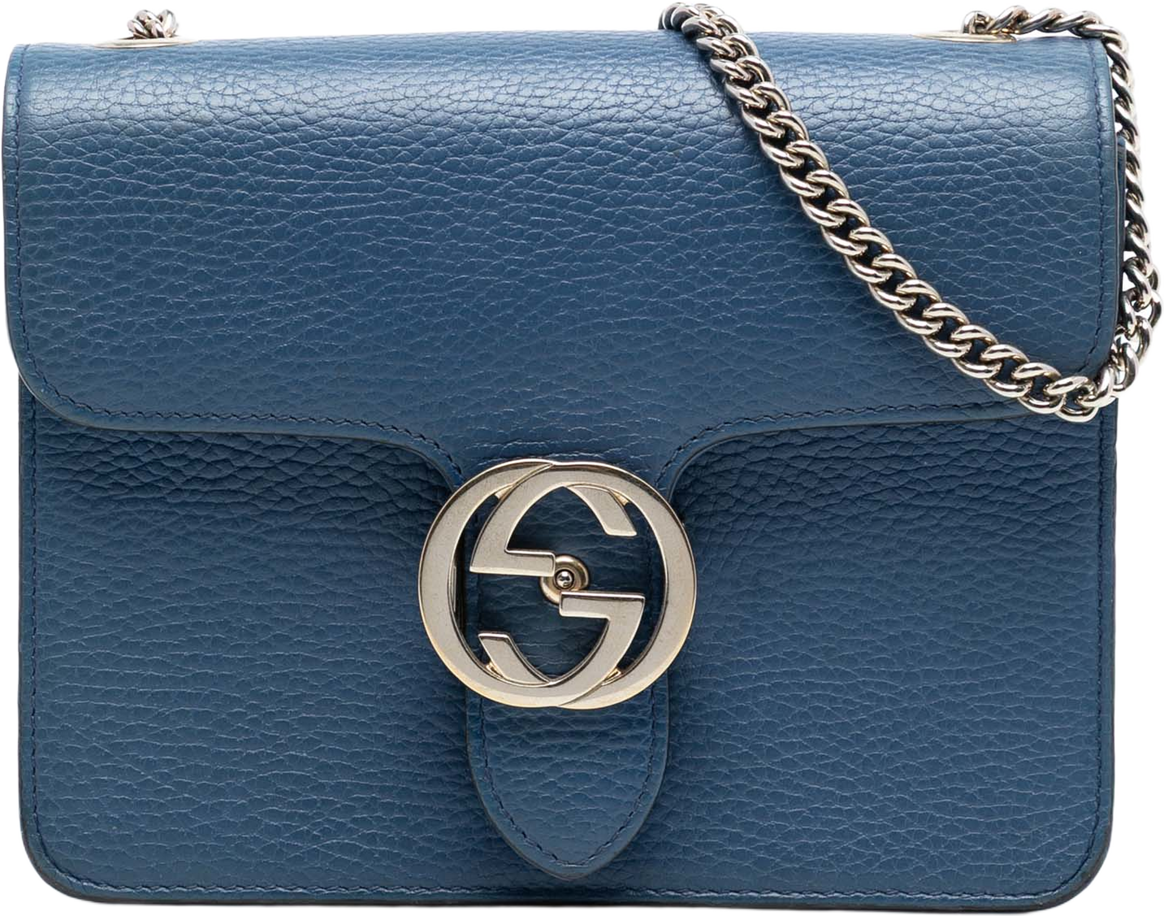 Gucci Small Dollar Calfskin Interlocking G Crossbody, från Luxclusif, i färgen blue. Klicka för att öppna bilden i stort format