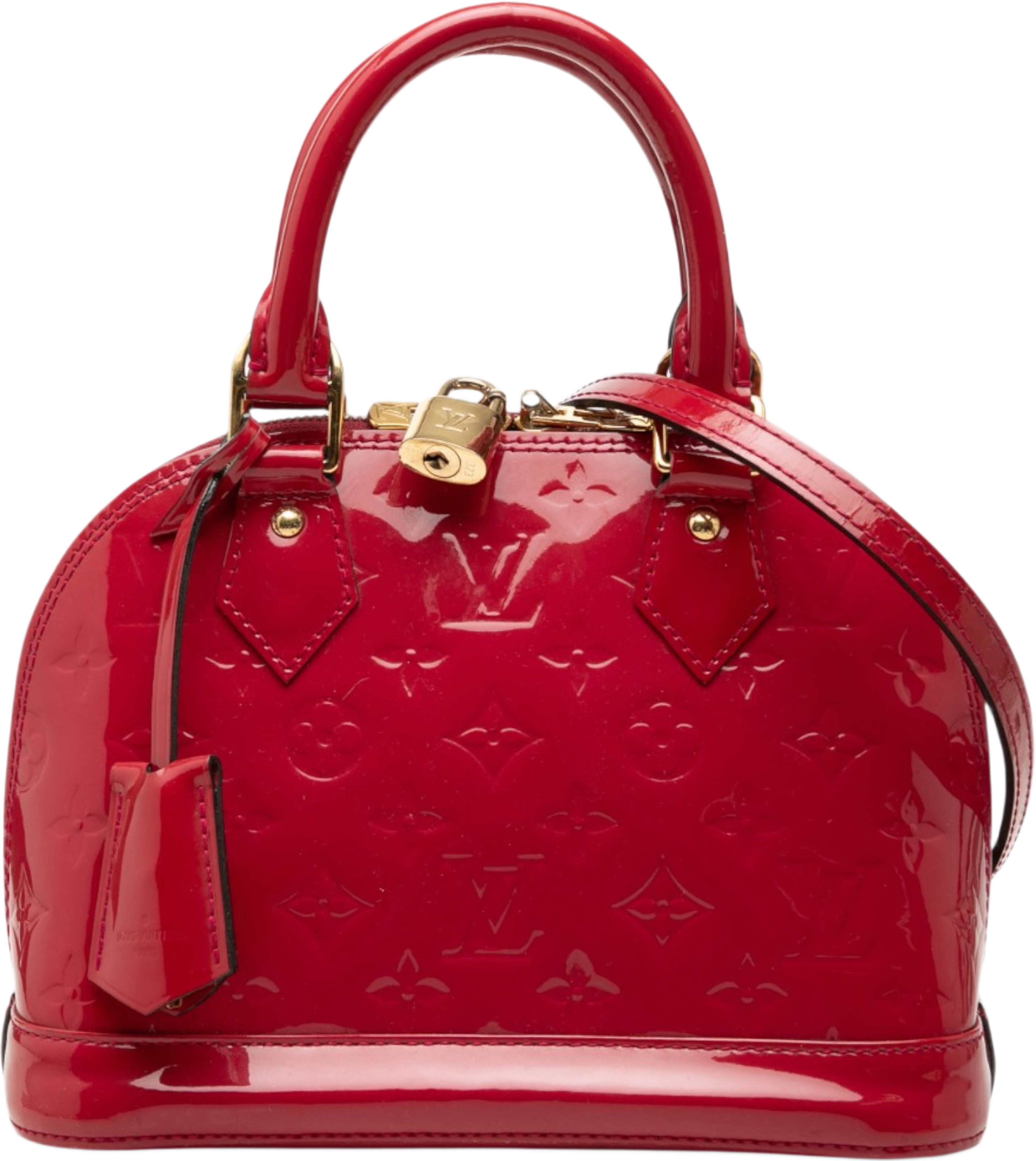 Louis Vuitton Monogram Vernis Alma Bb, från Luxclusif, i färgen röd. Klicka för att öppna bilden i stort format