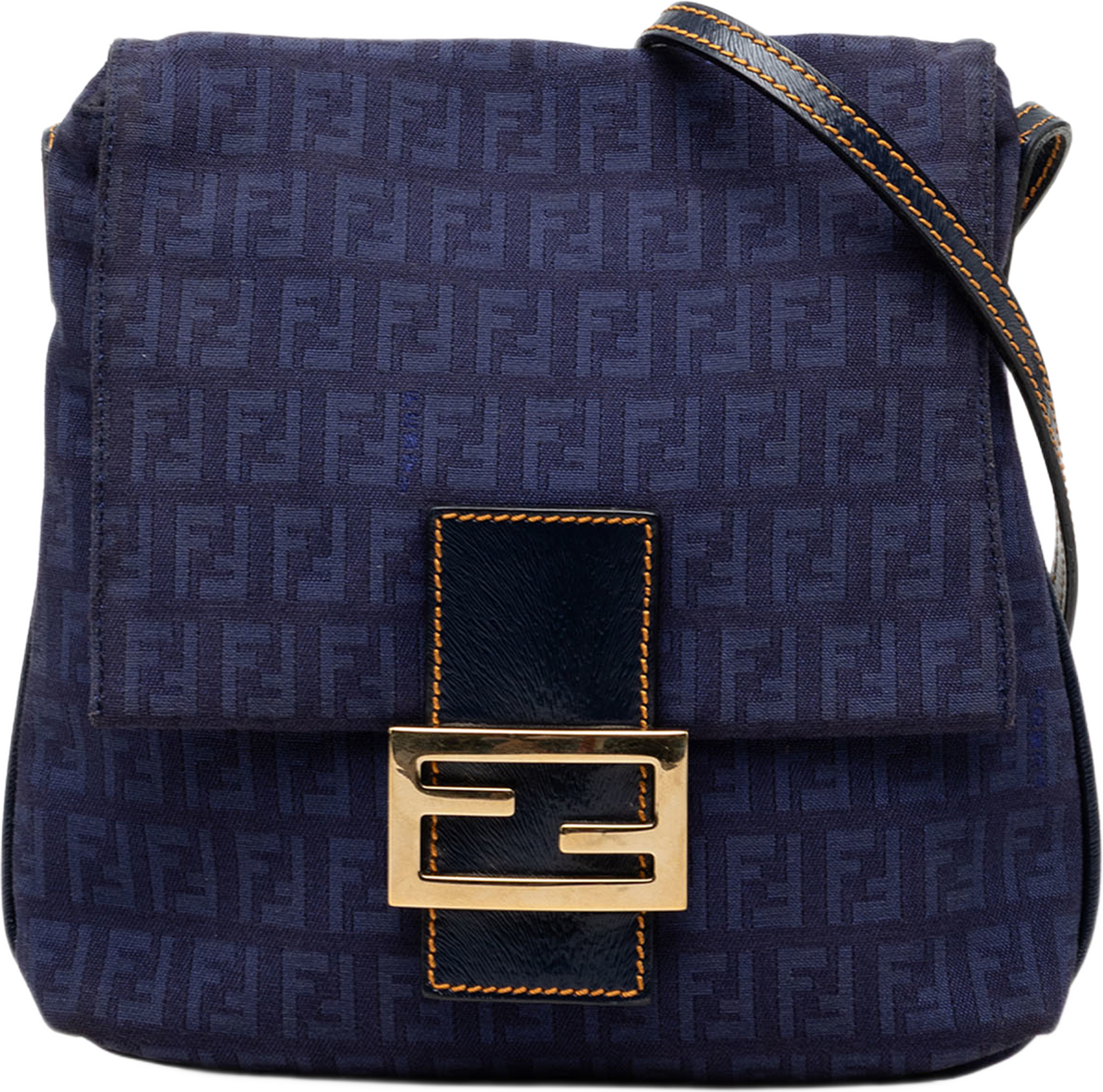 Fendi Zucchino Canvas Crossbody, från Luxclusif, i färgen blå. Klicka för att öppna bilden i stort format