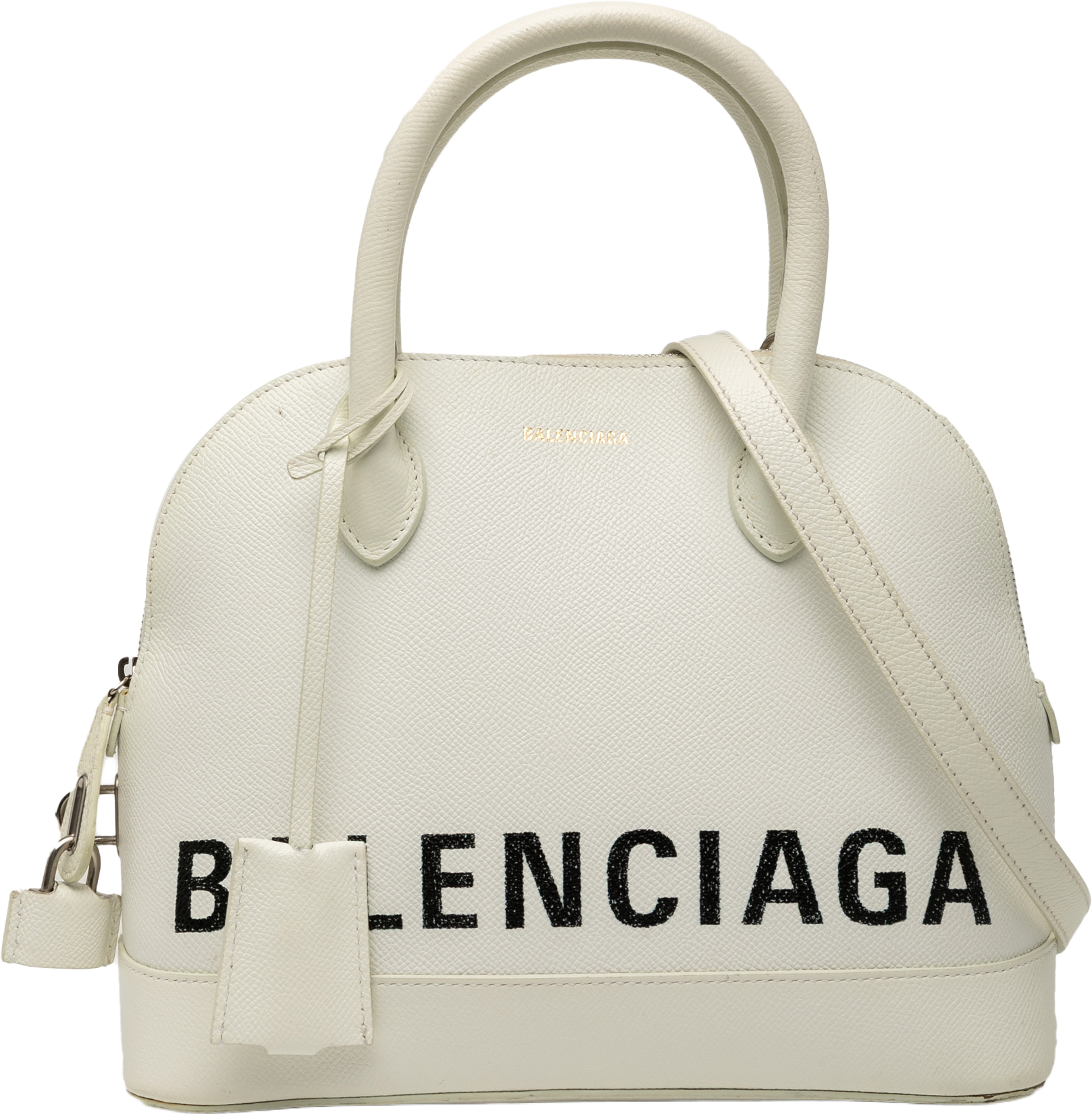 Balenciaga S Grained Calfskin Ville Top Handle Bag, från Luxclusif, i färgen white. Klicka för att öppna bilden i stort format