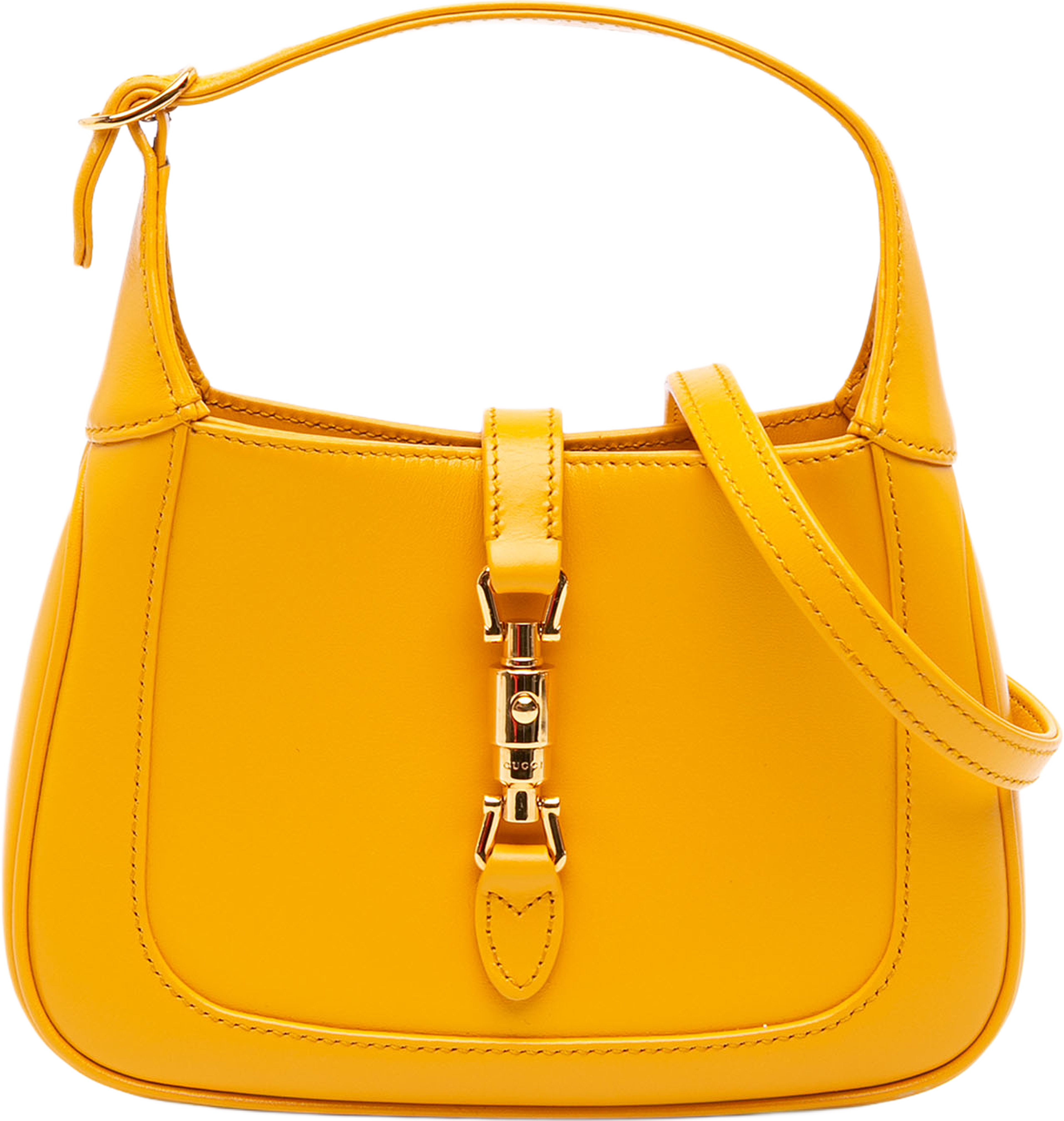 Gucci Mini Calfskin Jackie 1961 Crossbody, från Luxclusif, i färgen gul. Klicka för att öppna bilden i stort format