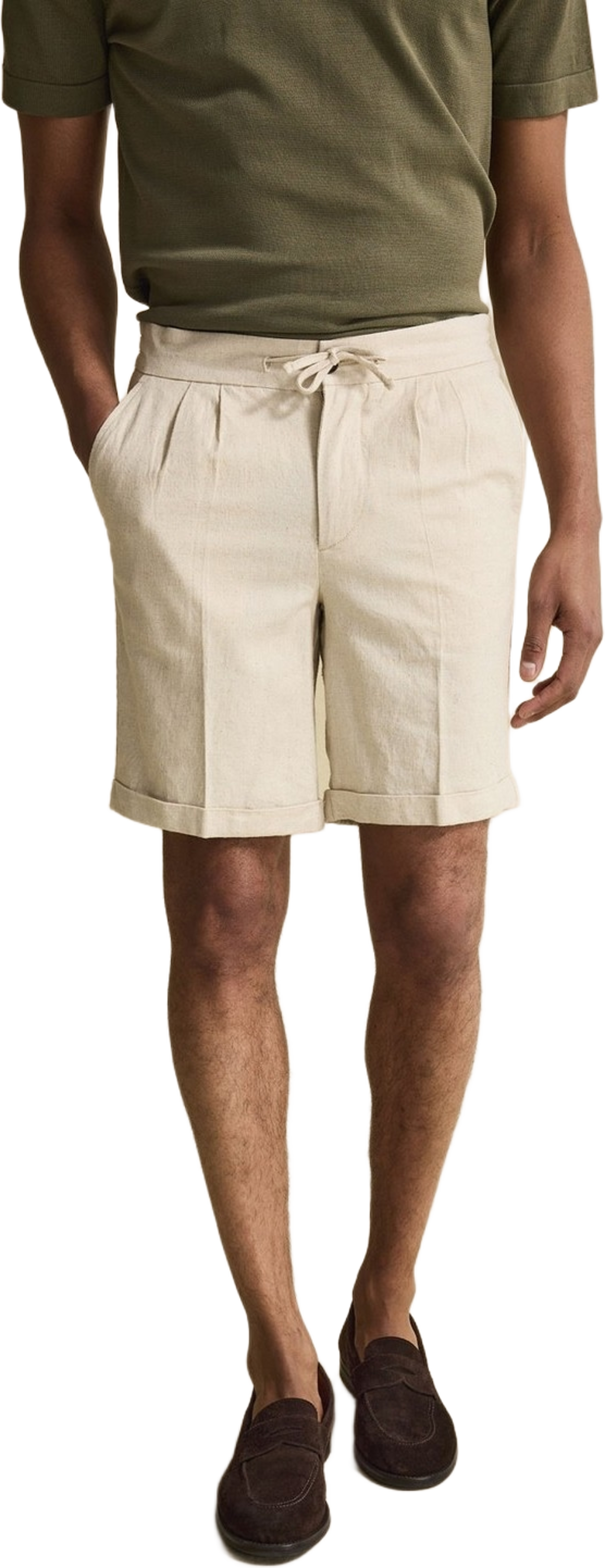 Linen Blend Shorts (maine), från John Henric, i färgen beige. Klicka för att öppna bilden i stort format
