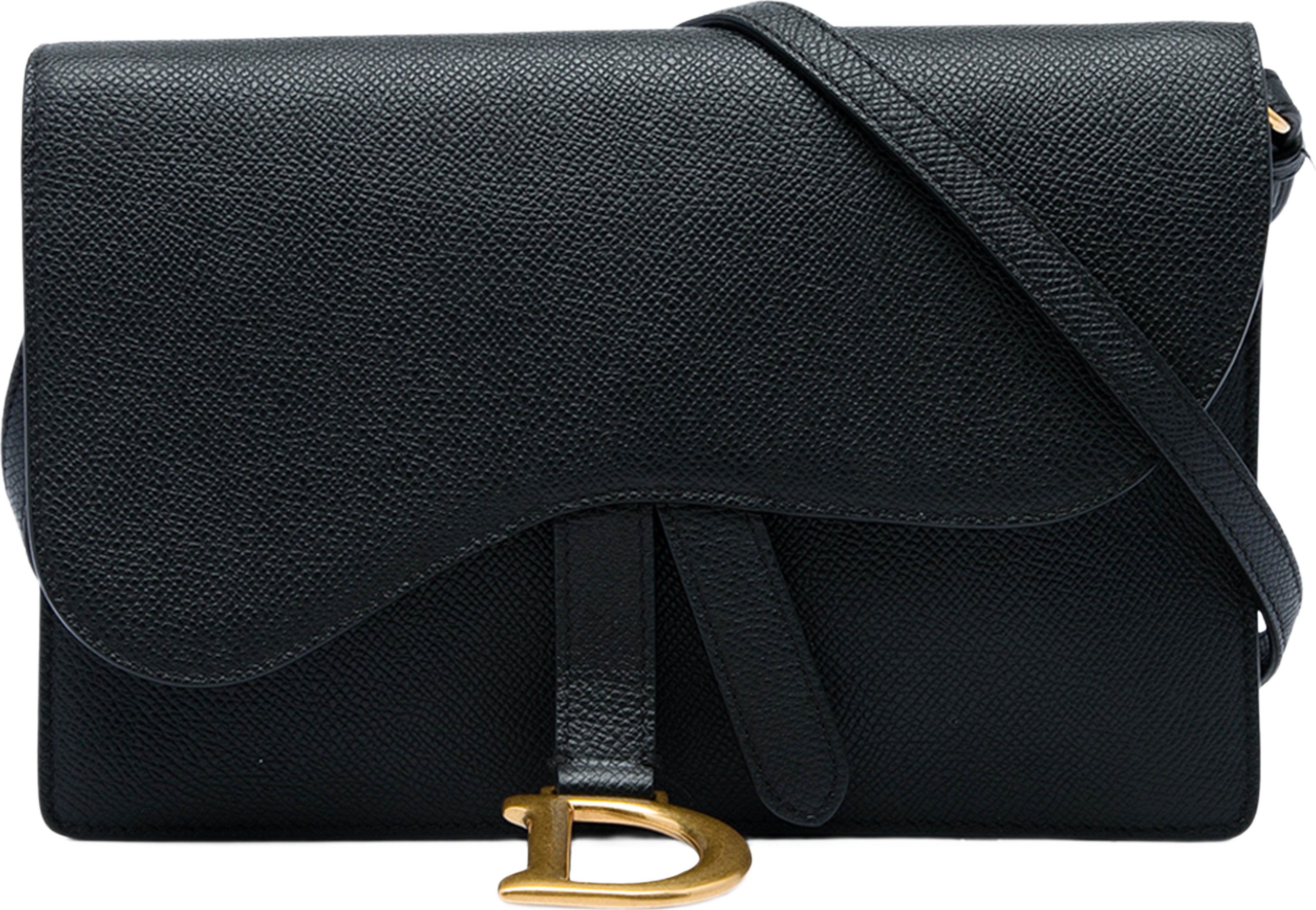 Dior Grained Calfskin Saddle Pouch, från Luxclusif, i färgen svart. Klicka för att öppna bilden i stort format