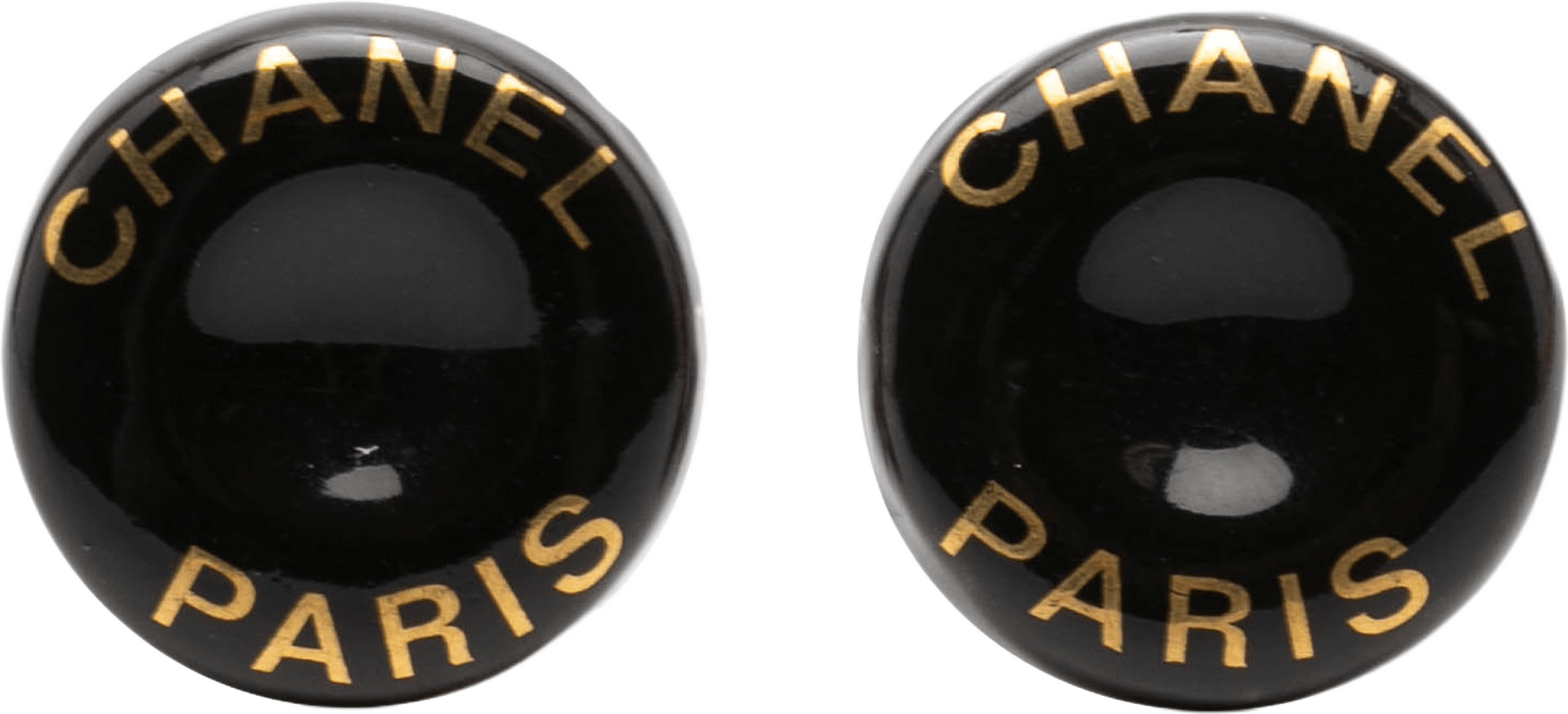 Chanel Cc Resin And Brass Logo Print Clip On Earrings, från Luxclusif, i färgen black. Klicka för att öppna bilden i stort format