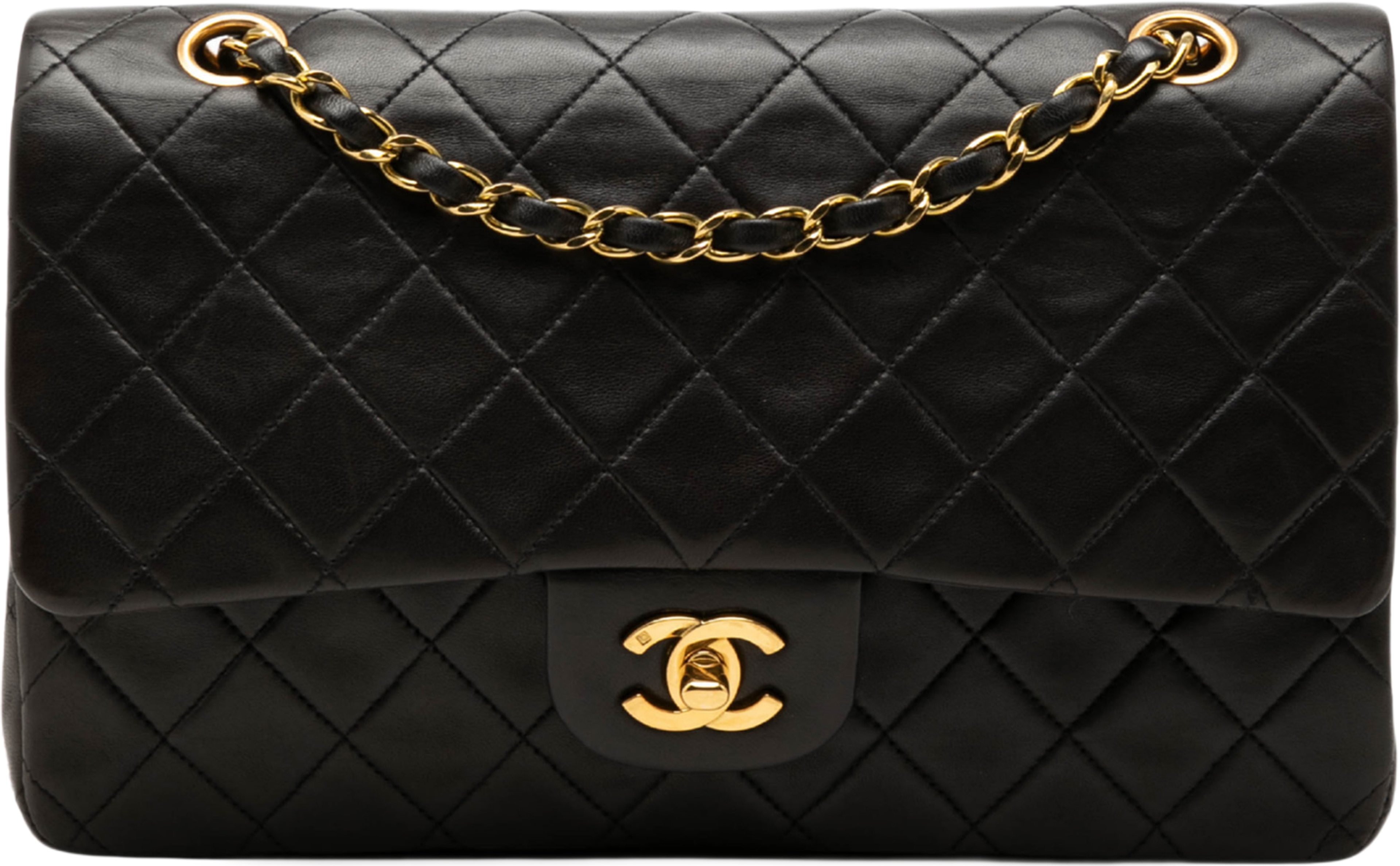 Chanel Medium Classic Lambskin Double Flap, från Luxclusif, i färgen svart. Klicka för att öppna bilden i stort format