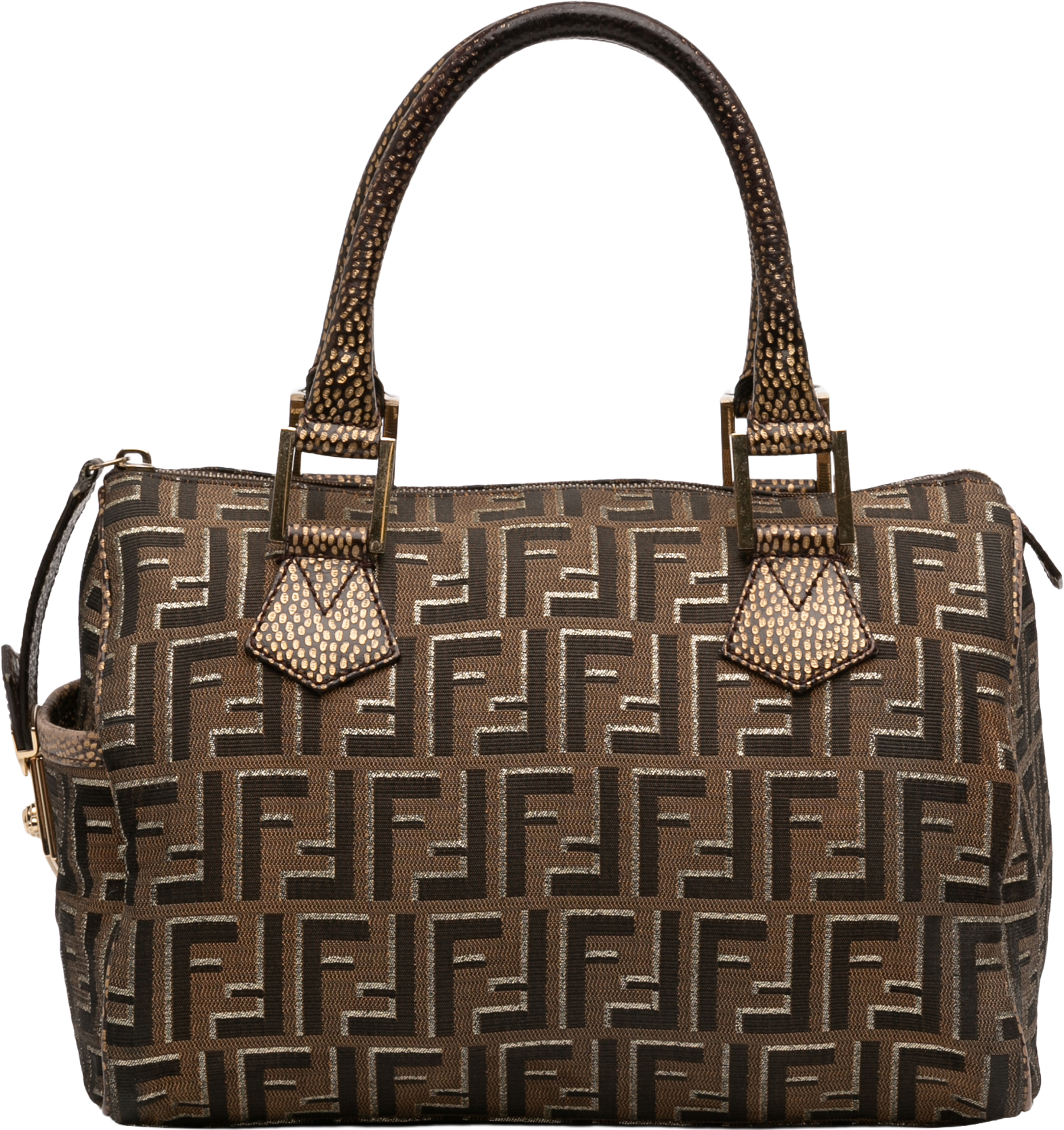 Fendi Zucca Canvas Chef Boston Bag, från Luxclusif, i färgen brown. Klicka för att öppna bilden i stort format