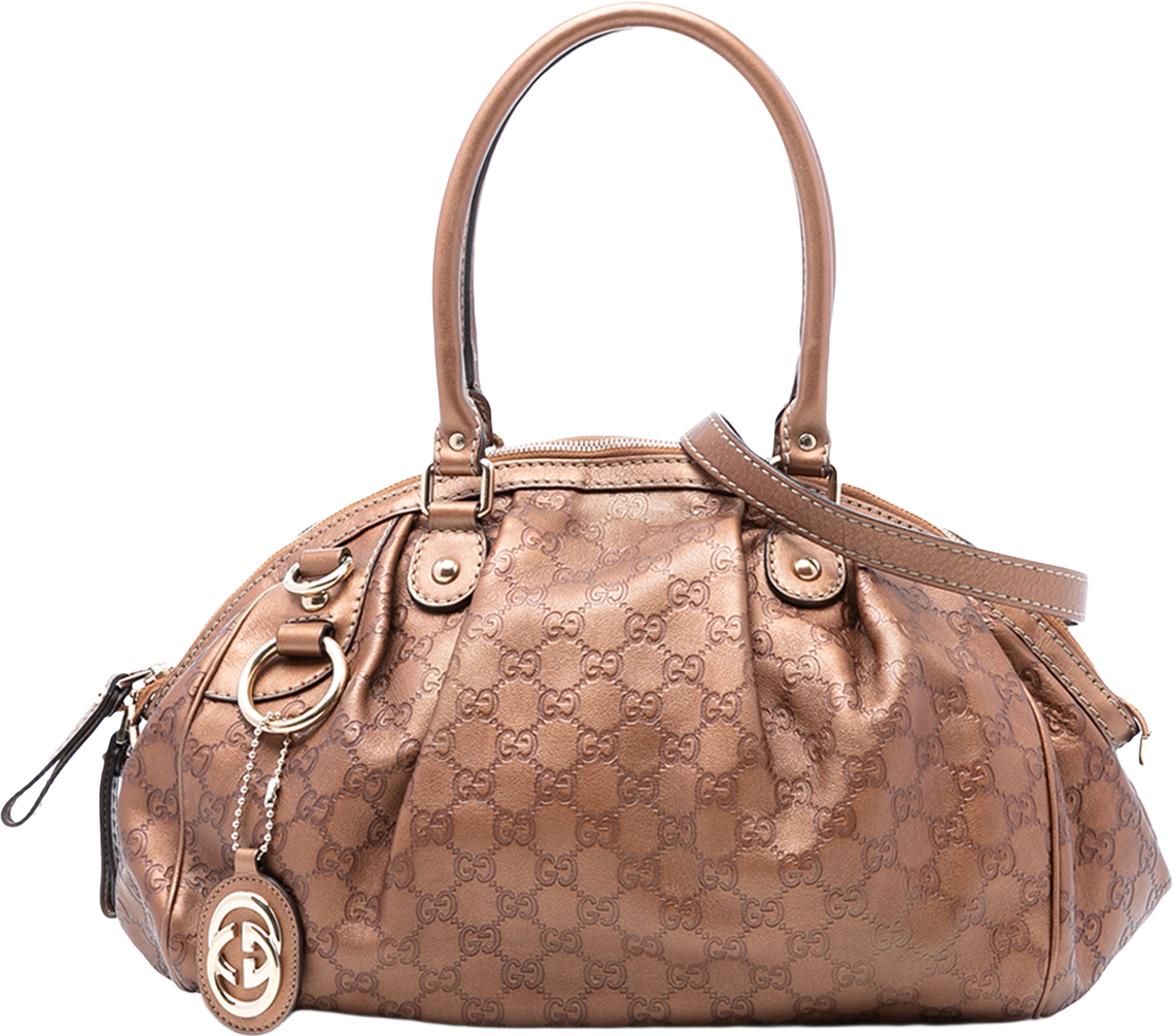 Gucci Guccissima Sukey Satchel, från Luxclusif, i färgen bronze. Klicka för att öppna bilden i stort format