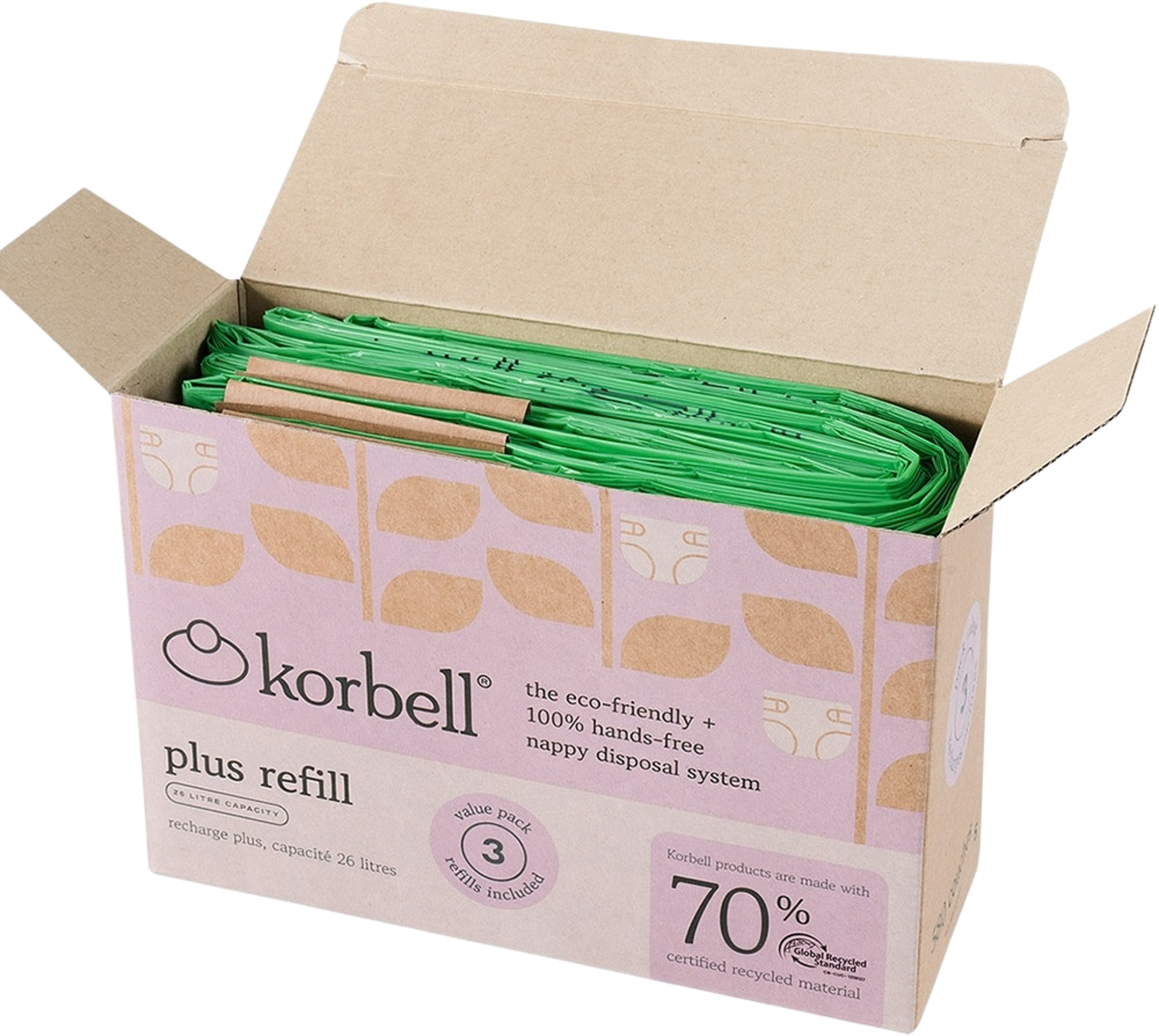 Korbell Plus Refill 3-pack Grs-certifierad, från Korbell, i färgen vit. Klicka för att öppna bilden i stort format