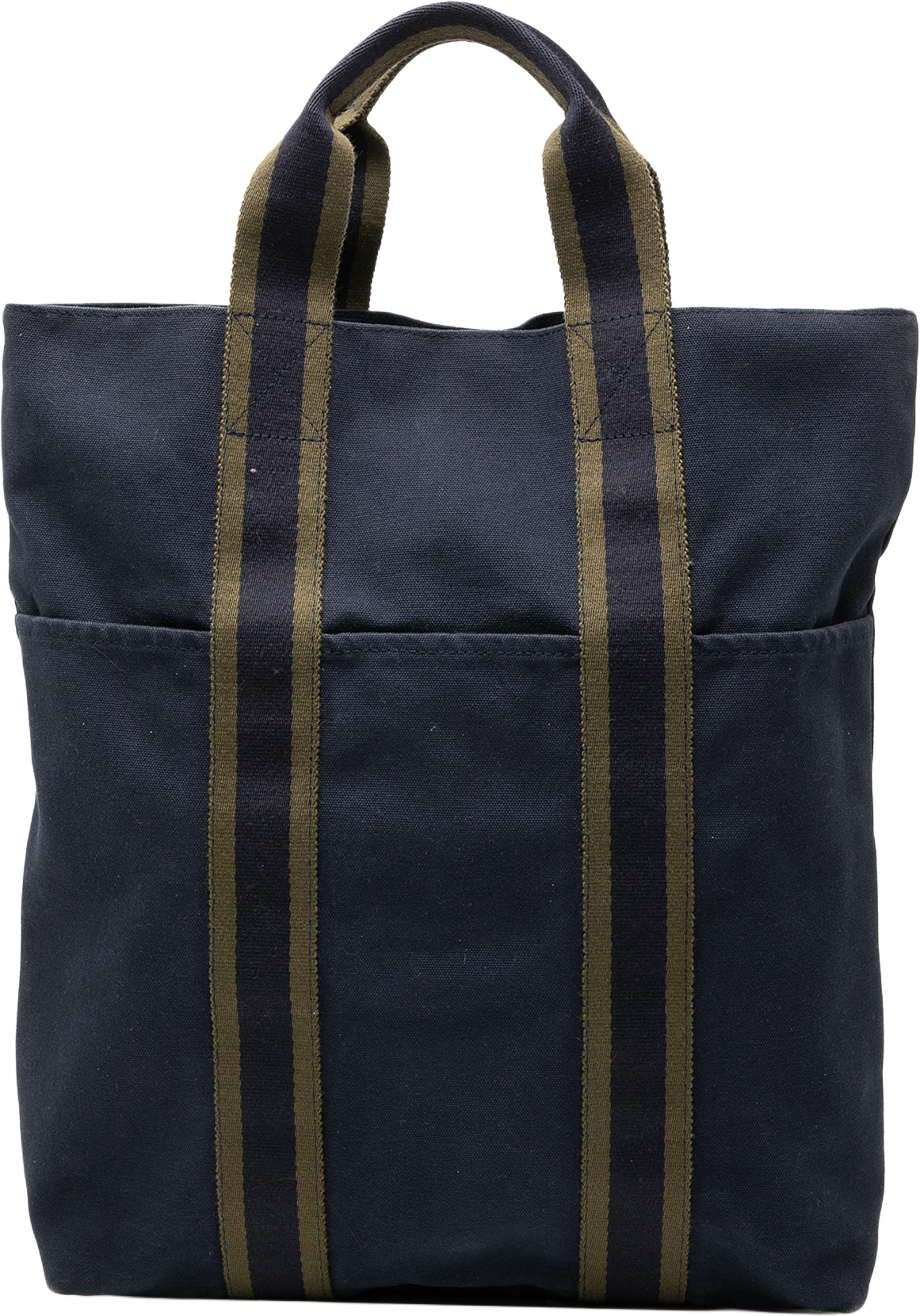 Hermès Toile Fourre Tout Cabas, från Luxclusif, i färgen midnight blue. Klicka för att öppna bilden i stort format