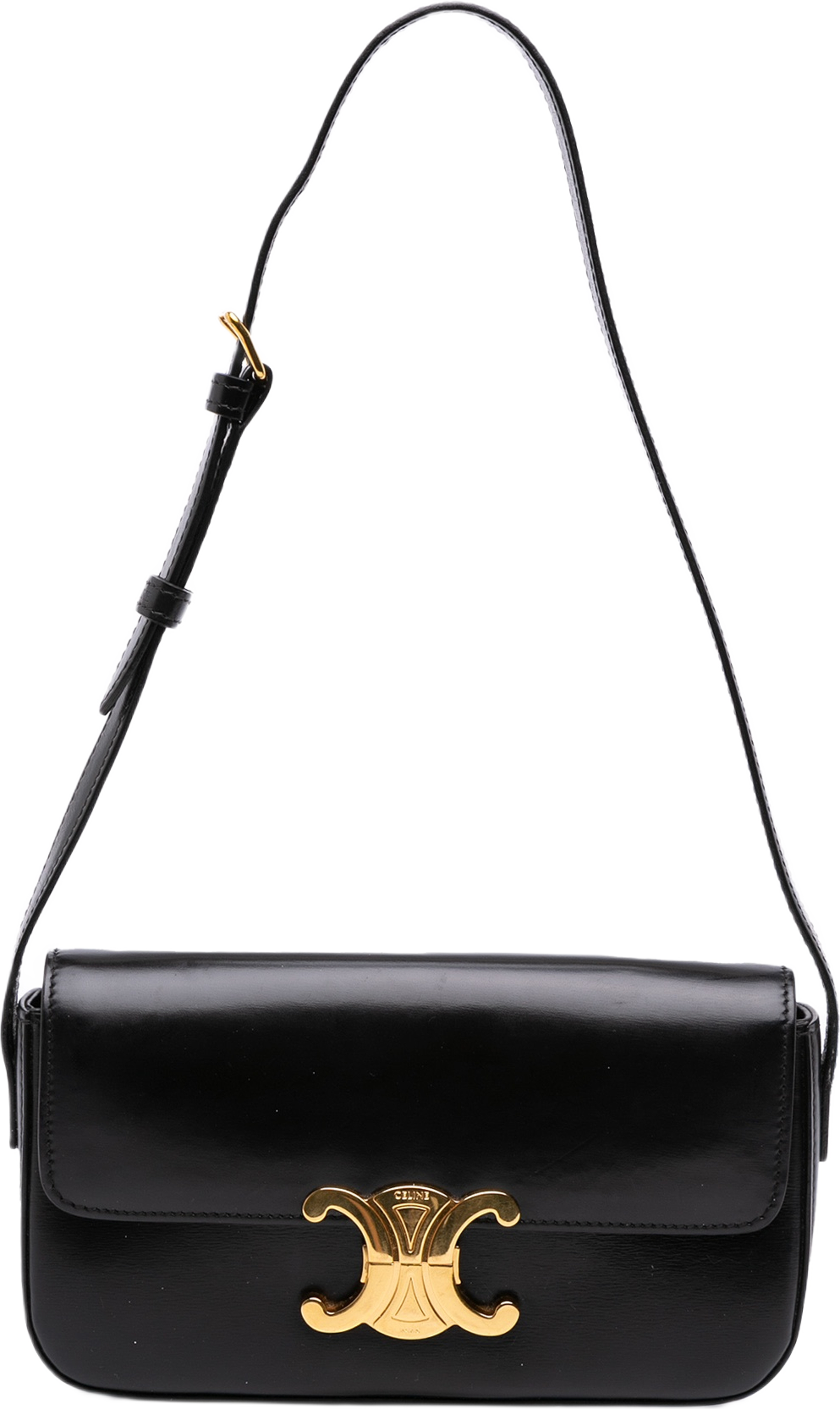 Celine Shiny Calfskin Claude Shoulder Bag, från Luxclusif, i färgen black.