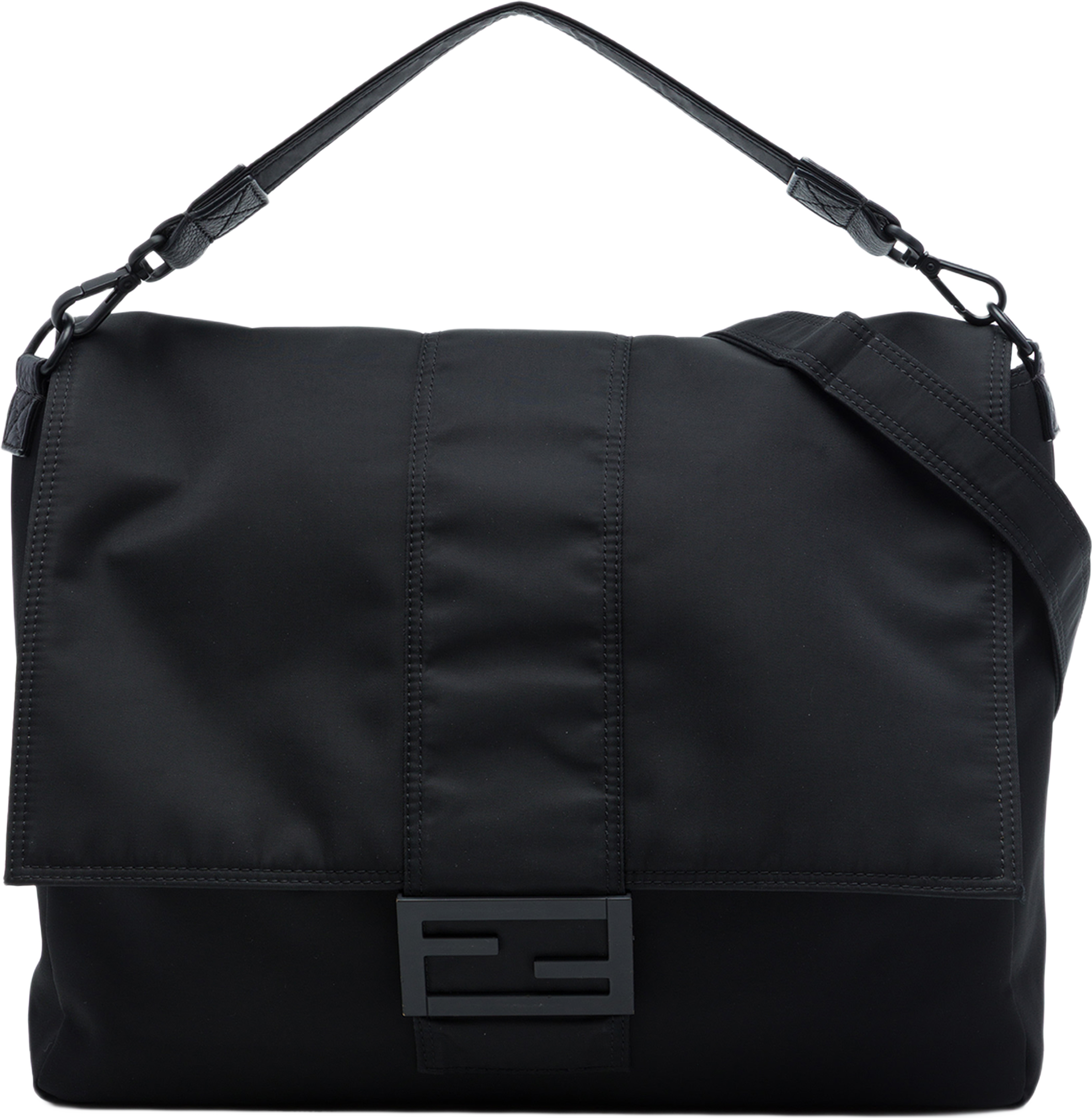 Fendi Nylon Baguette Messenger Bag, från Luxclusif, i färgen svart. Klicka för att öppna bilden i stort format
