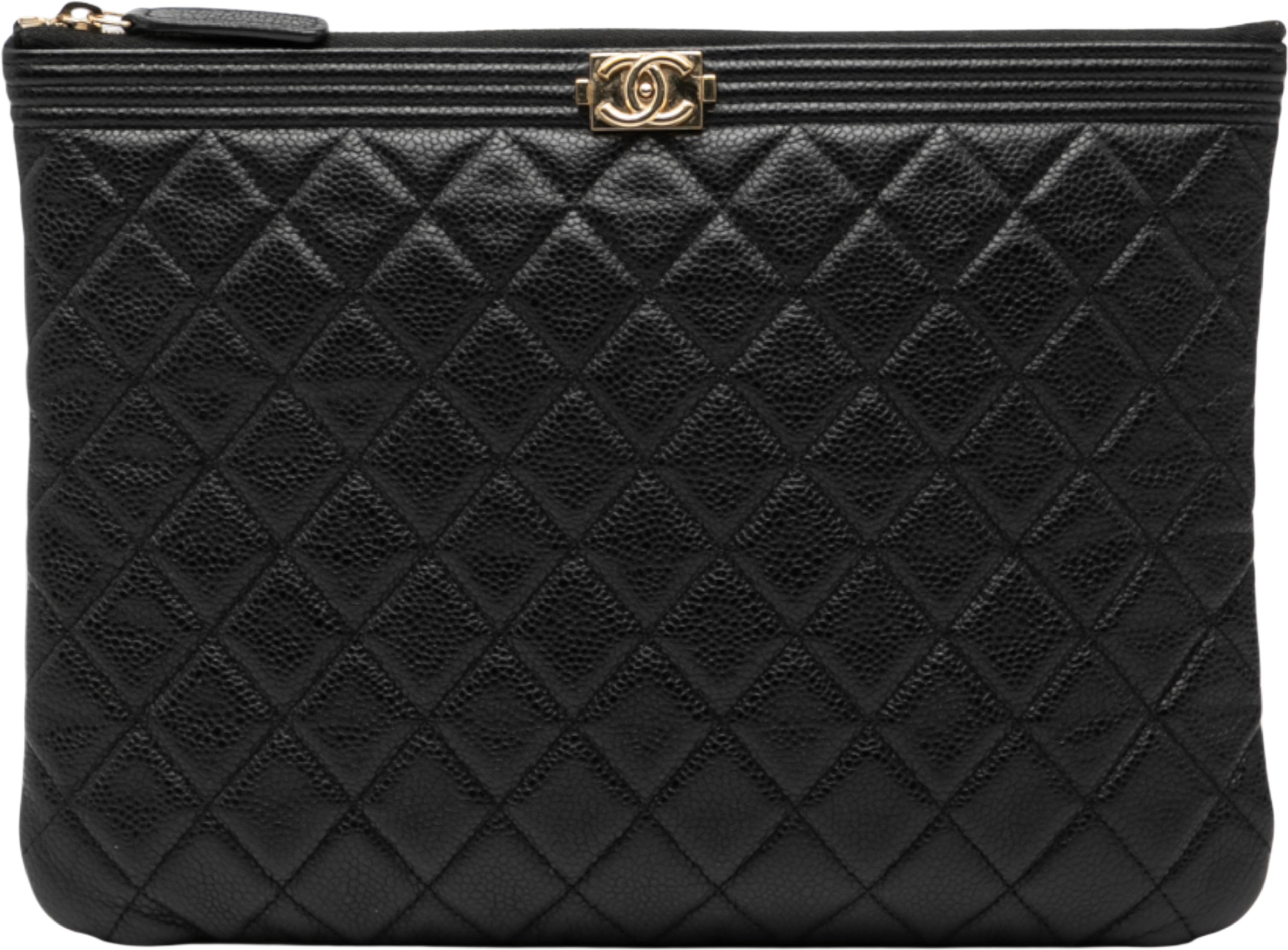 Chanel Medium Quilted Caviar Boy O Case Clutch, från Luxclusif, i färgen black. Klicka för att öppna bilden i stort format