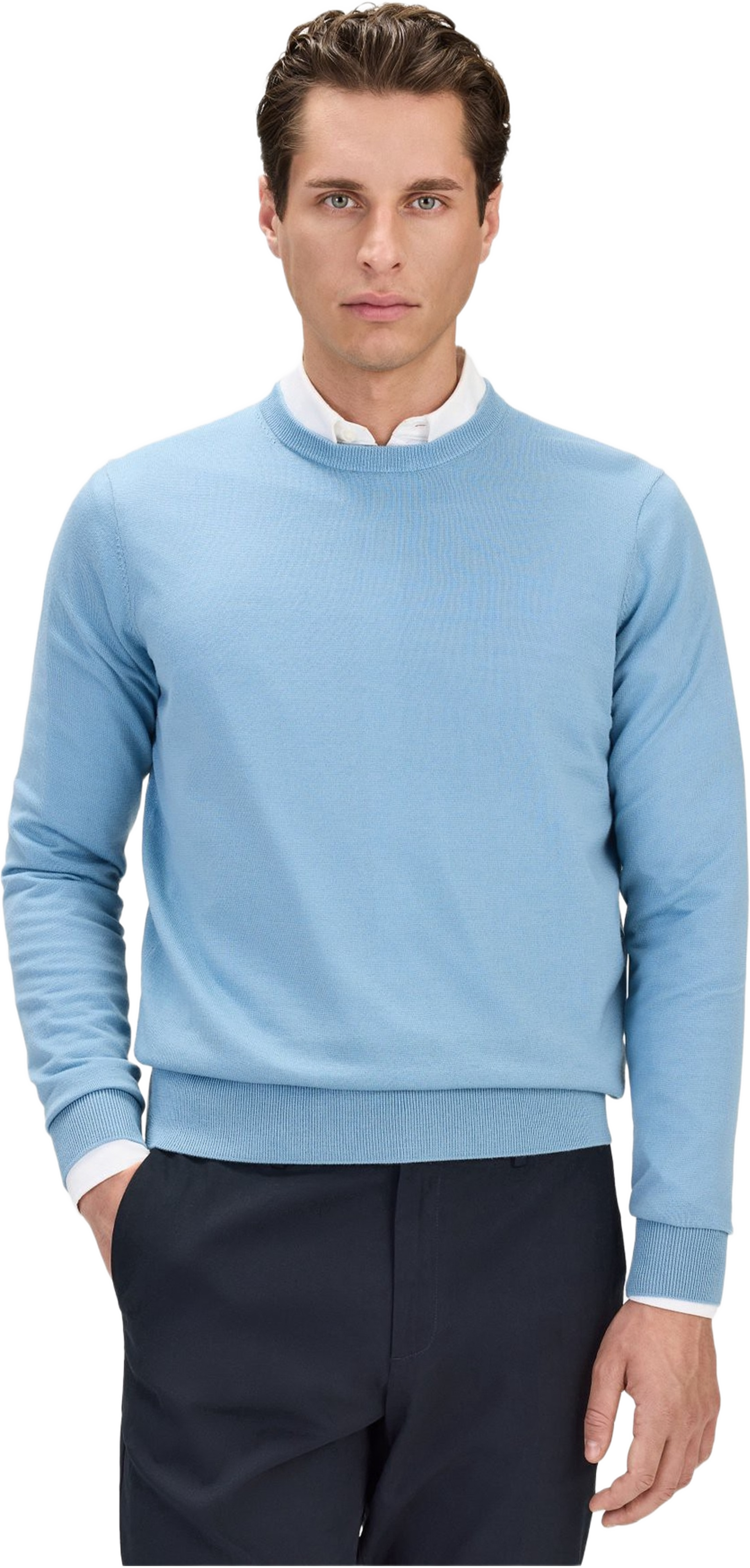Merino Crew Neck Sweater (noa), från John Henric, i färgen light blue. Klicka för att öppna bilden i stort format
