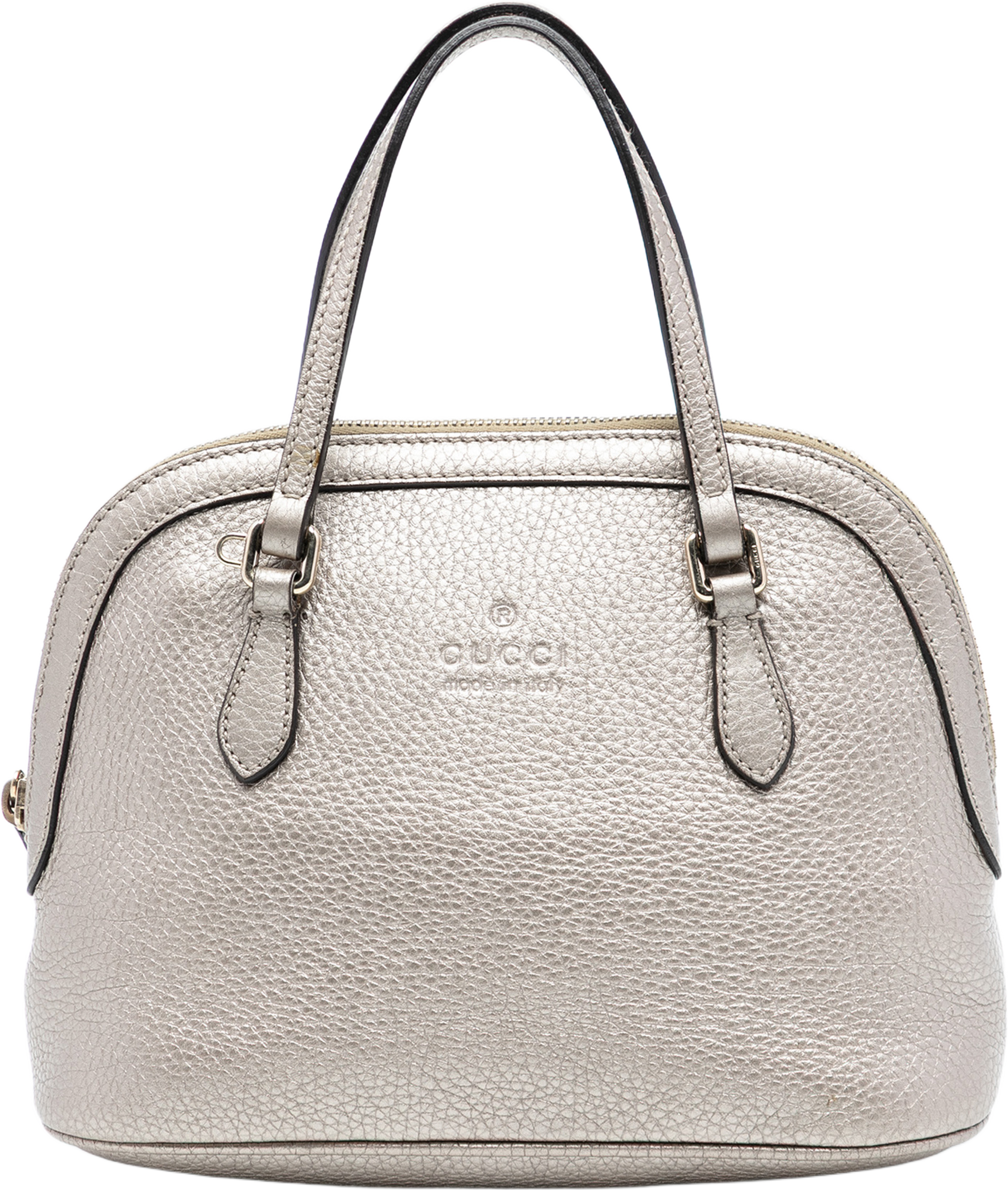 Gucci Mini Leather Dome Satchel, från Luxclusif, i färgen light gold. Klicka för att öppna bilden i stort format