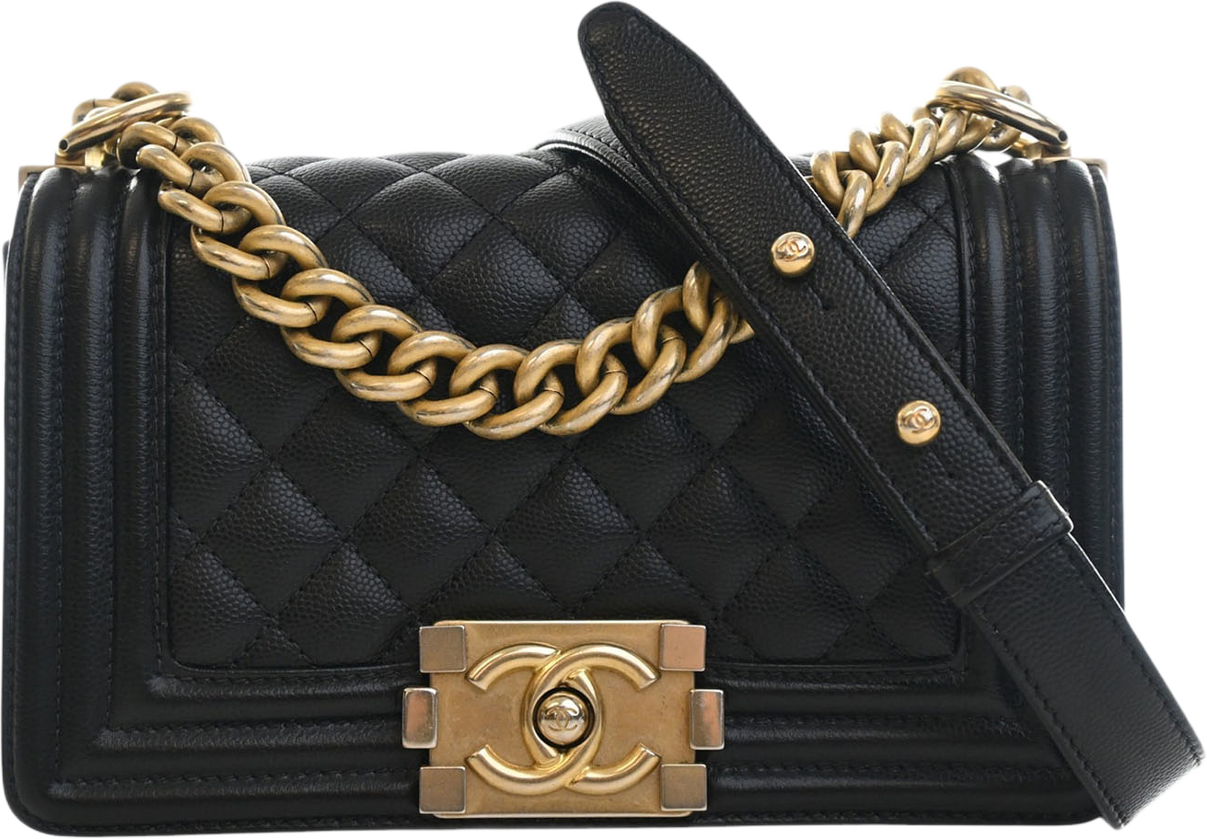 Chanel Small Quilted Caviar Boy Flap, från Luxclusif, i färgen svart. Klicka för att öppna bilden i stort format