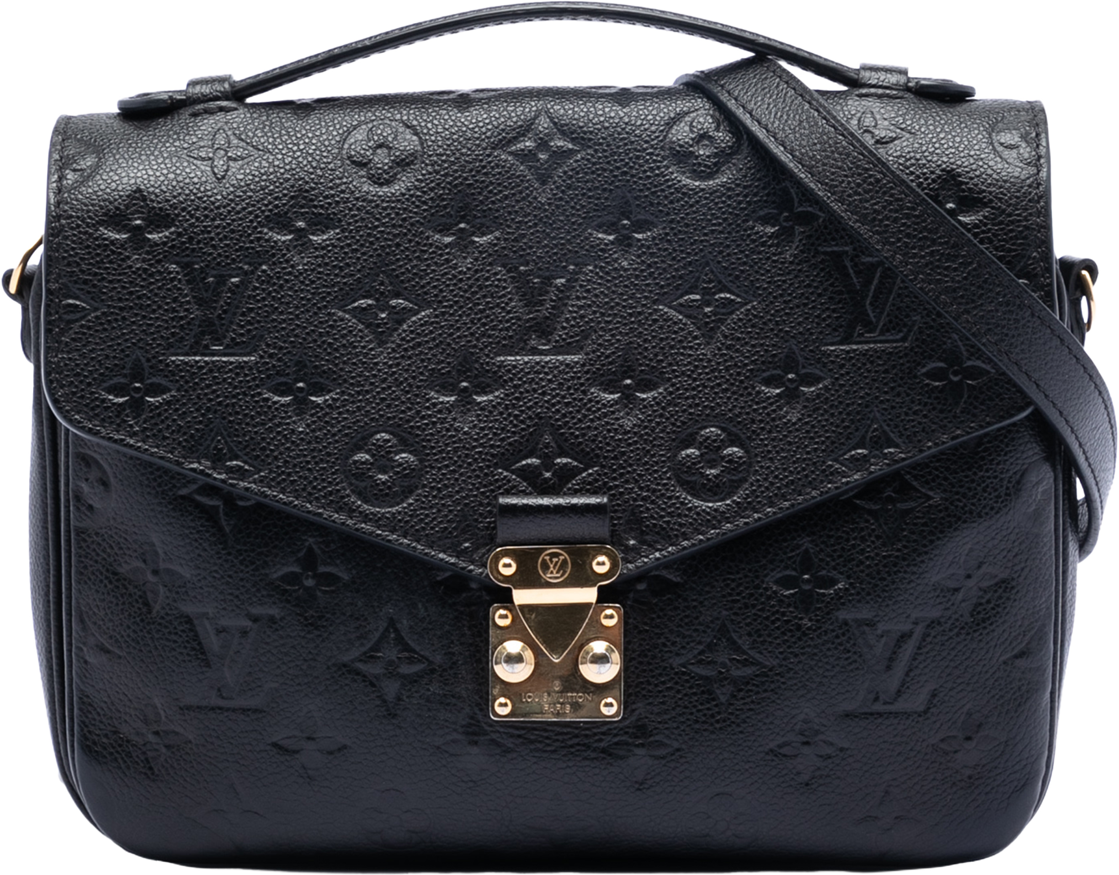 Louis Vuitton Monogram Empreinte Pochette Metis, från Luxclusif, i färgen black. Klicka för att öppna bilden i stort format