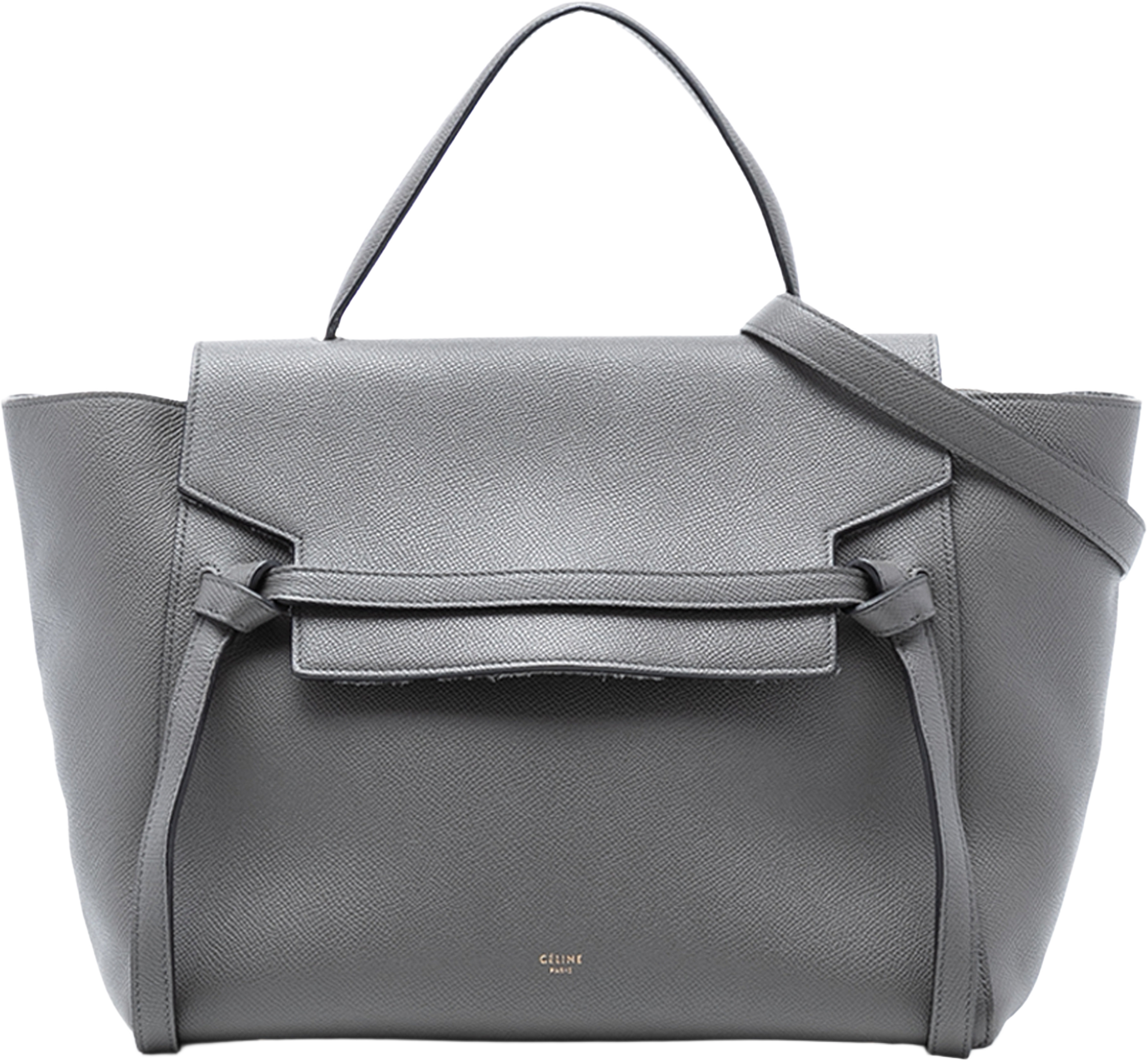 Celine Mini Grained Calfskin Belt Bag, från Luxclusif, i färgen dark gray. Klicka för att öppna bilden i stort format