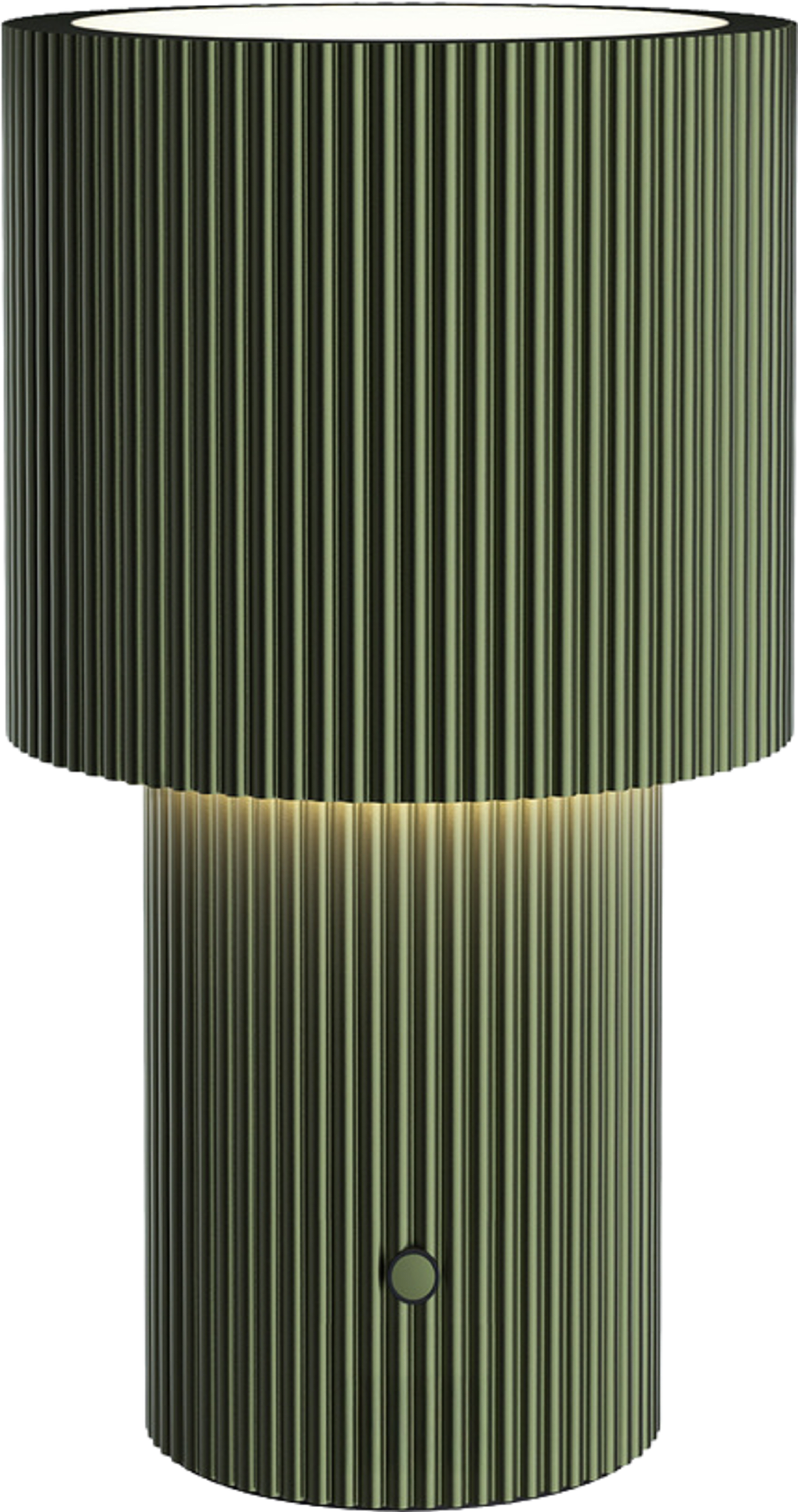 Bordslampa Iluma Portabel, från Herstal, i färgen oliv grön. Klicka för att öppna bilden i stort format