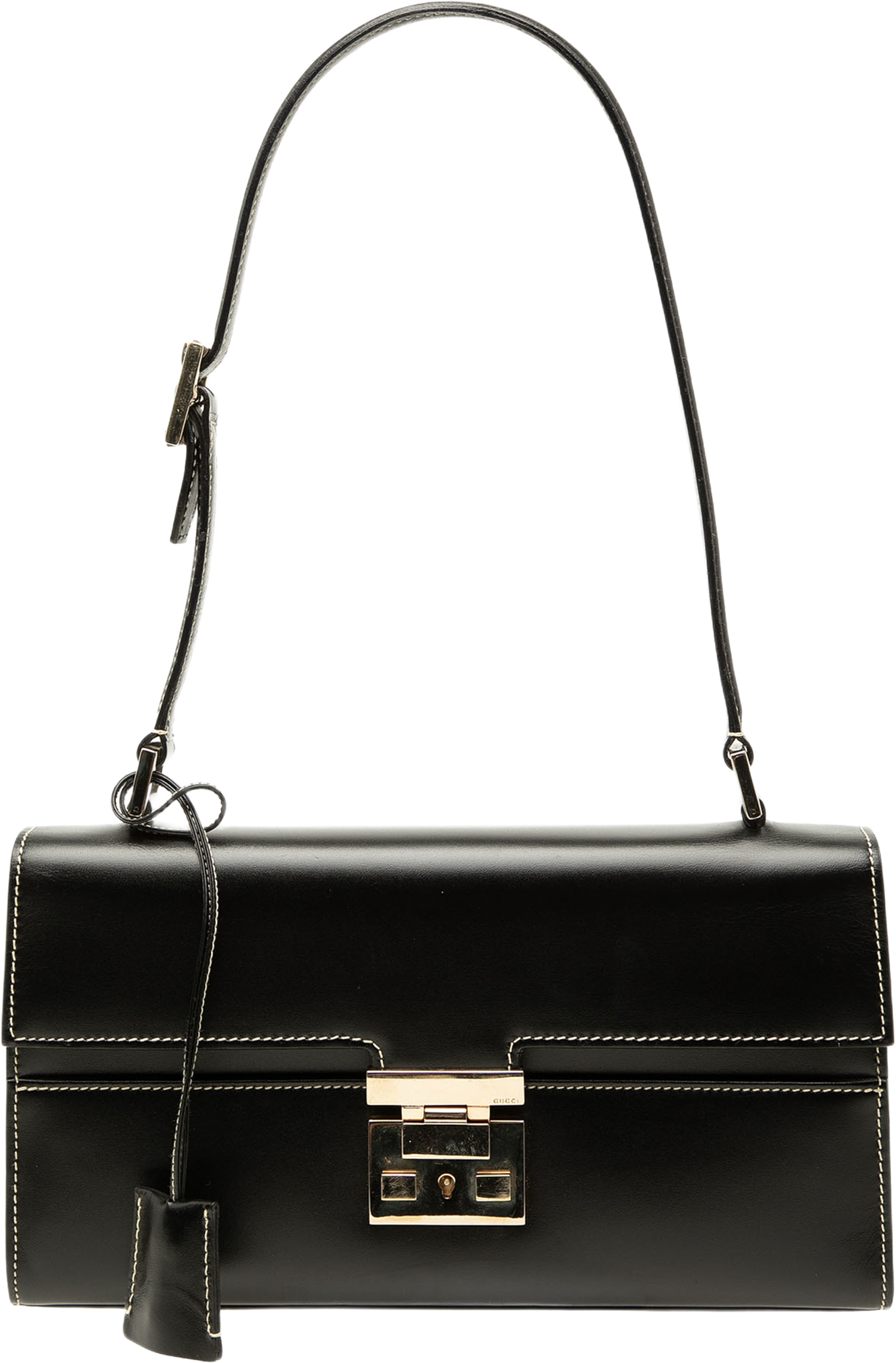 Gucci Calfskin Lady Lock Shoulder Bag, från Luxclusif, i färgen svart. Klicka för att öppna bilden i stort format