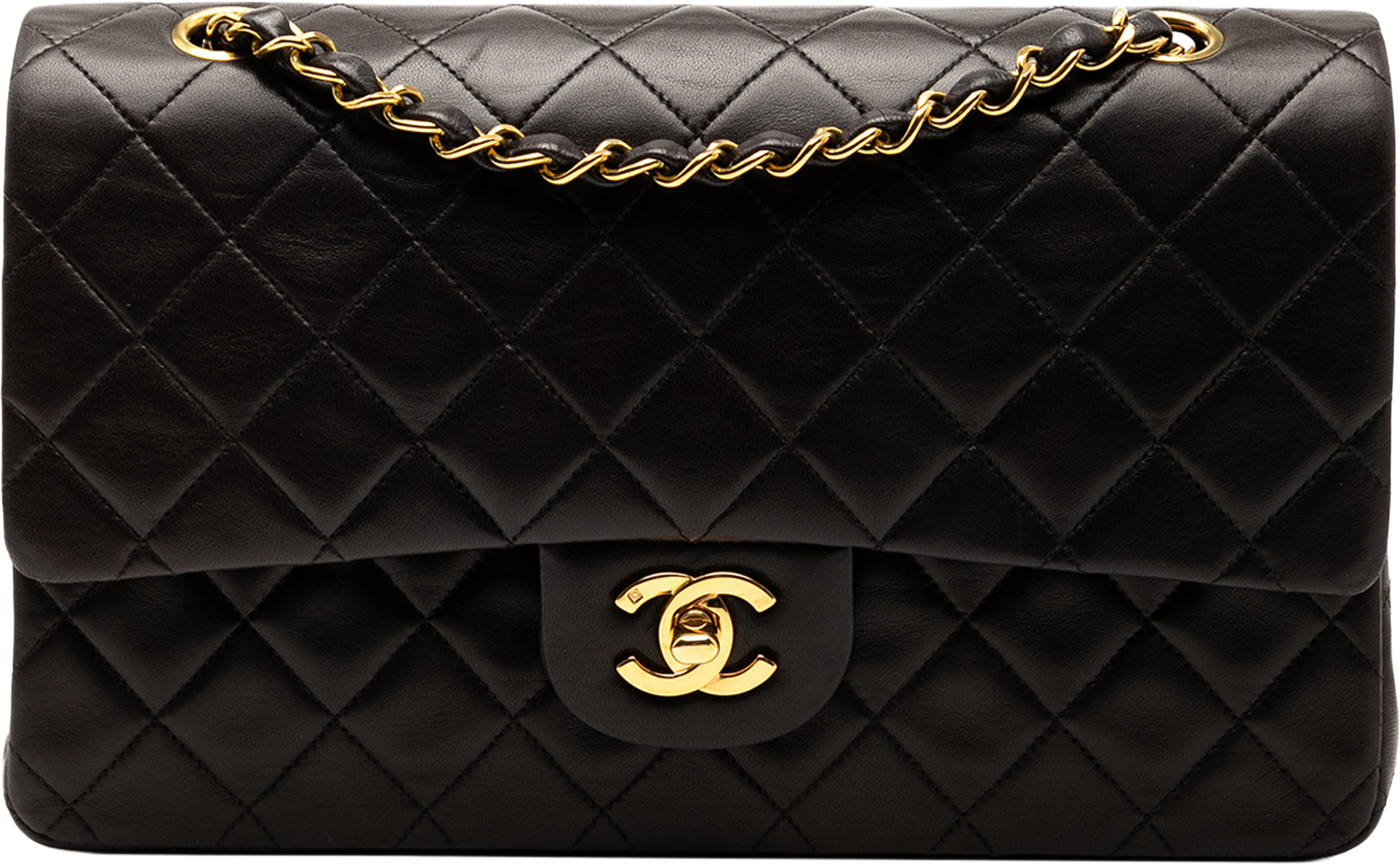 Chanel Medium Classic Lambskin Double Flap, från Luxclusif, i färgen black. Klicka för att öppna bilden i stort format