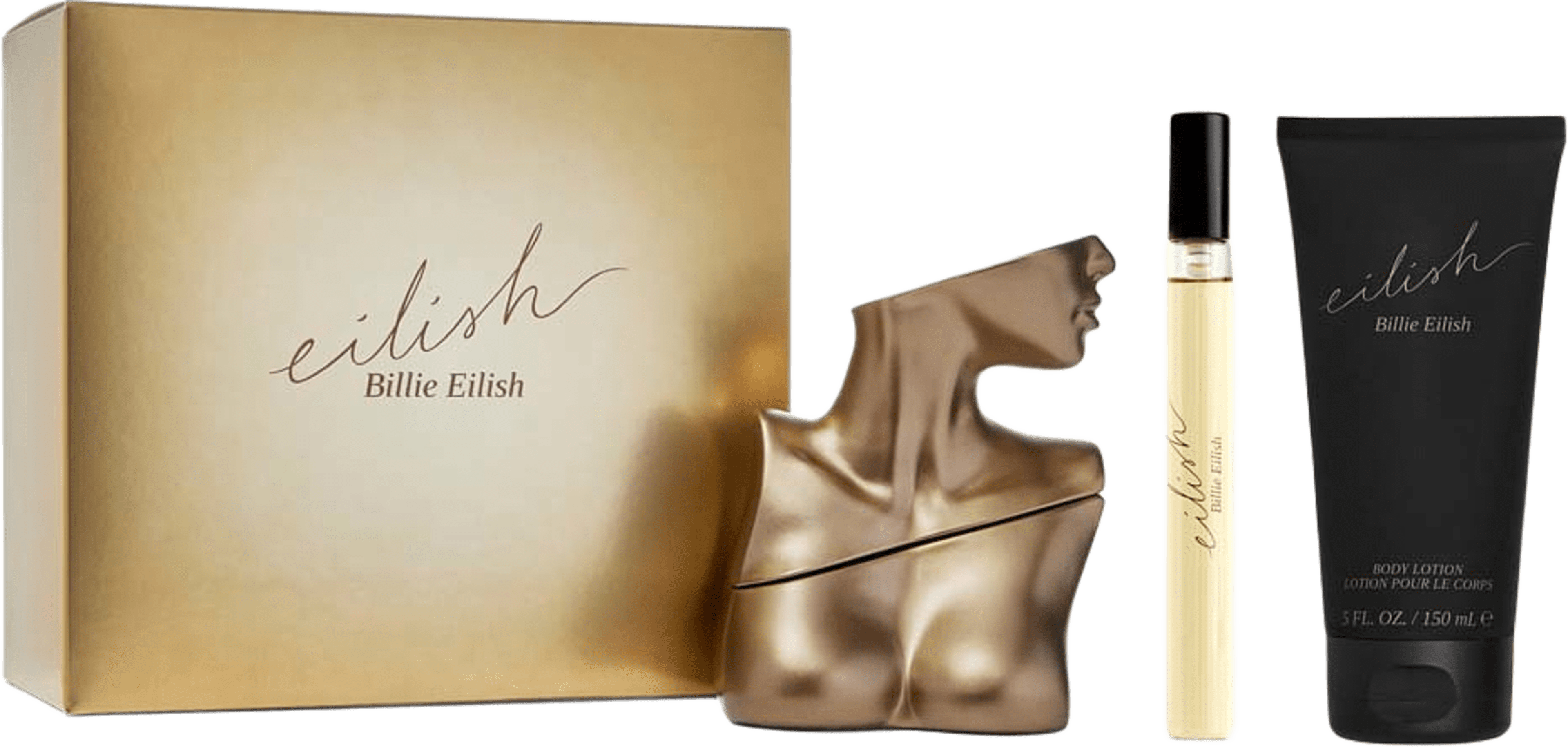 Gift Set Eilish EdP 100 ml + Travel Spray 10 ml + Body Lotion 150 ml, från Billie Eilish. Klicka för att öppna bilden i stort format