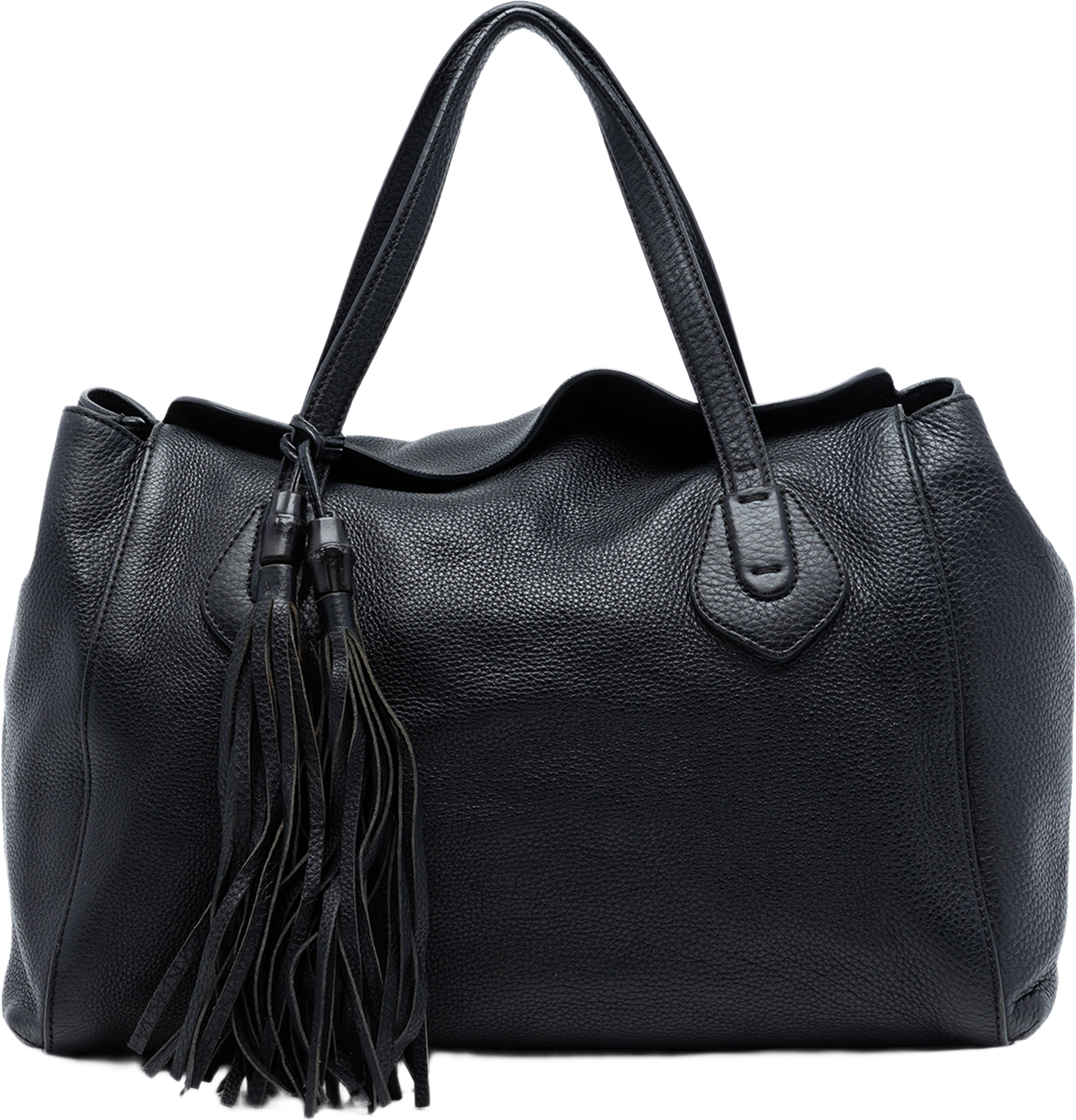 Gucci Pebbled Leather Lady Tassel Tote, från Luxclusif, i färgen black. Klicka för att öppna bilden i stort format