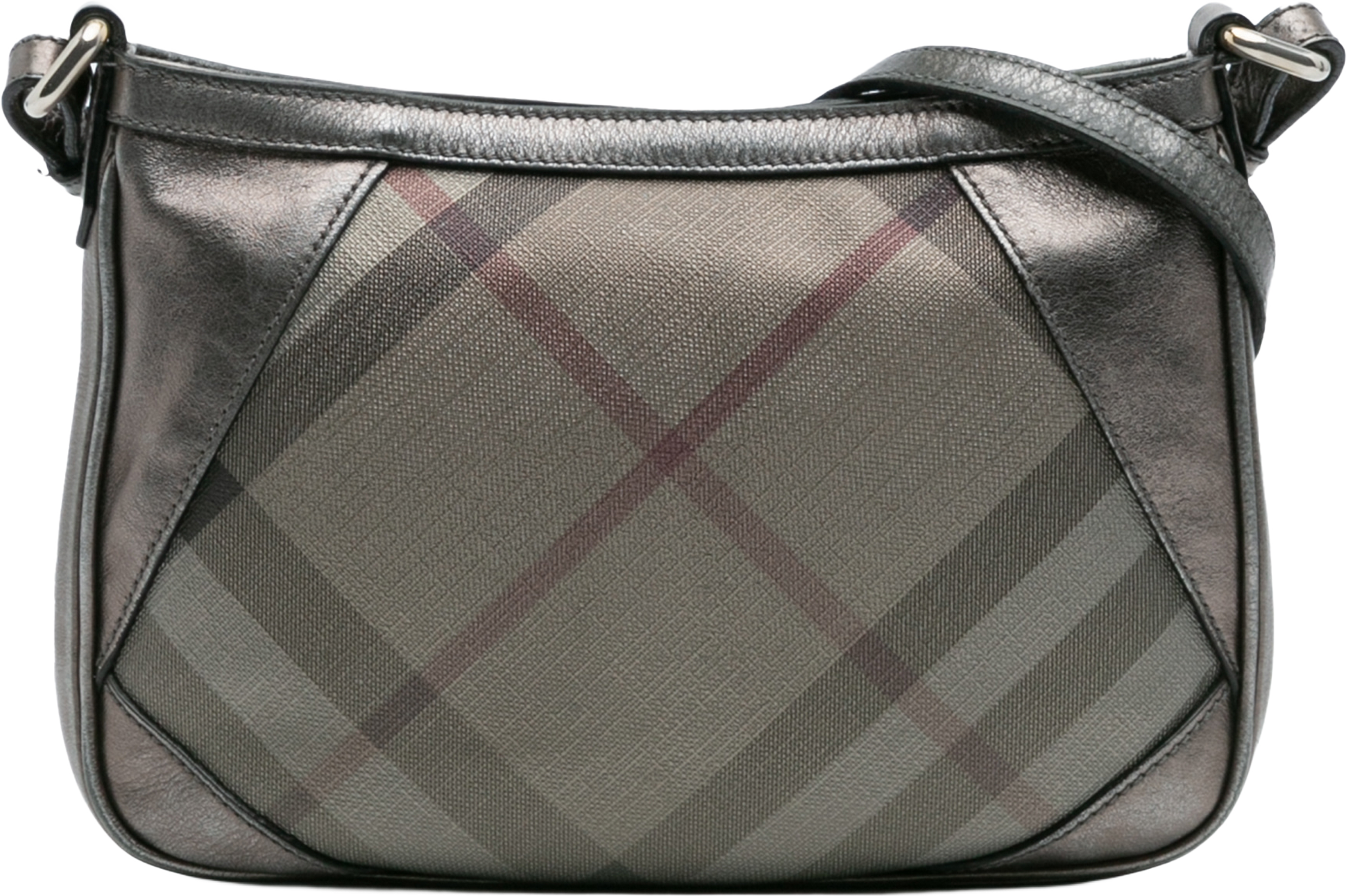 Burberry Shimmer Check Coated Canvas Crossbody, från Luxclusif, i färgen silver. Klicka för att öppna bilden i stort format