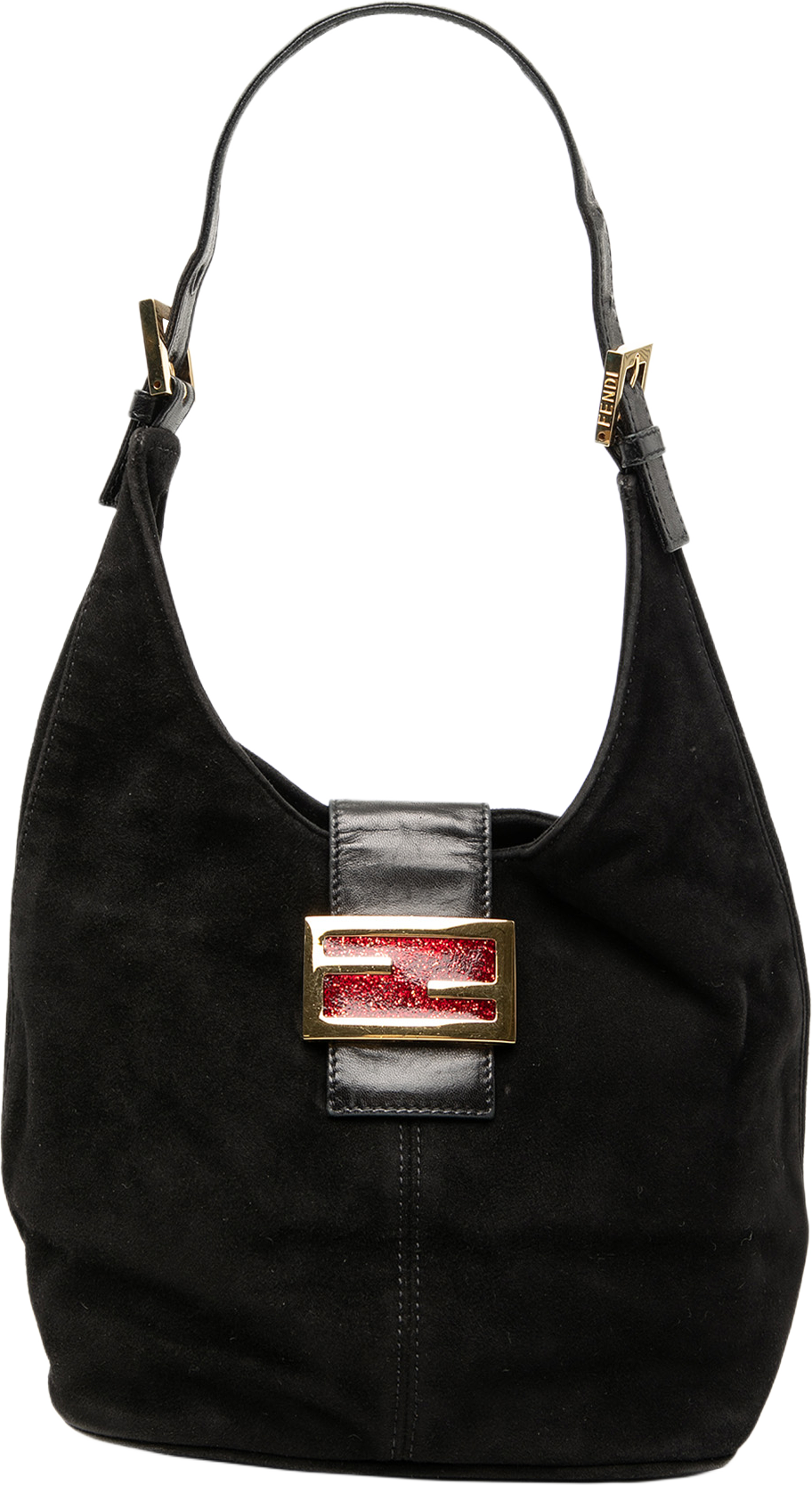 Fendi Suede Ff Shoulder Bag, från Luxclusif, i färgen black. Klicka för att öppna bilden i stort format