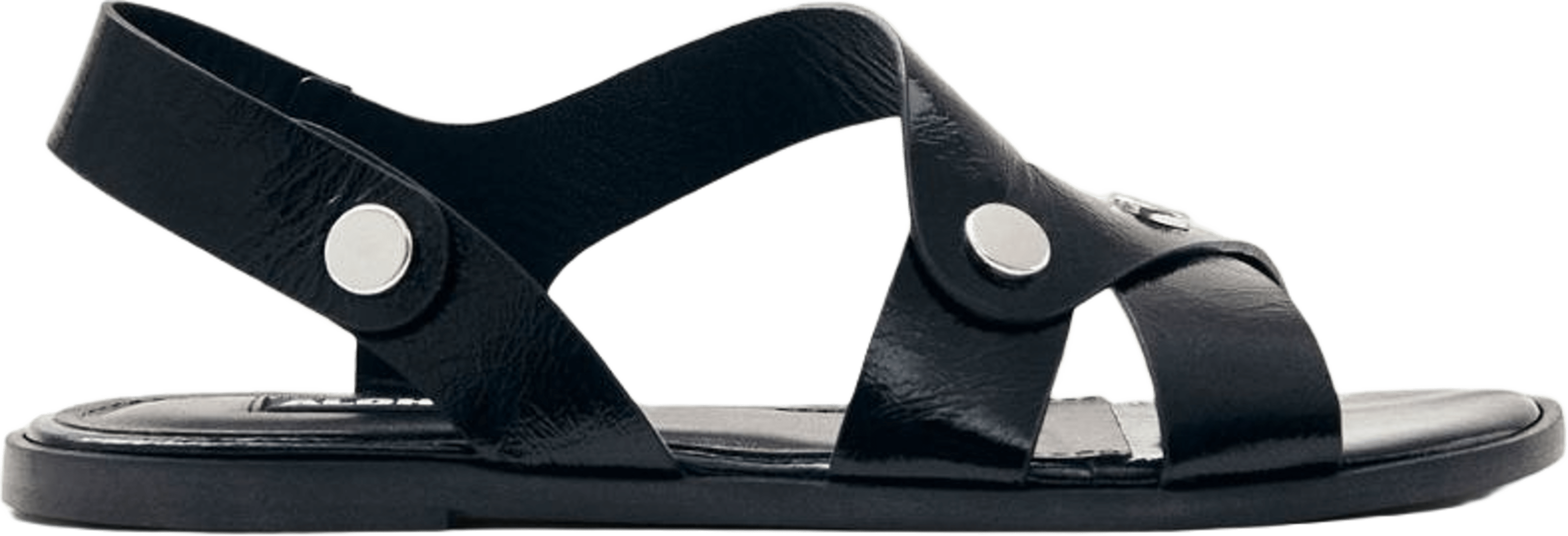 Mindy Onix Black Leather Sandals