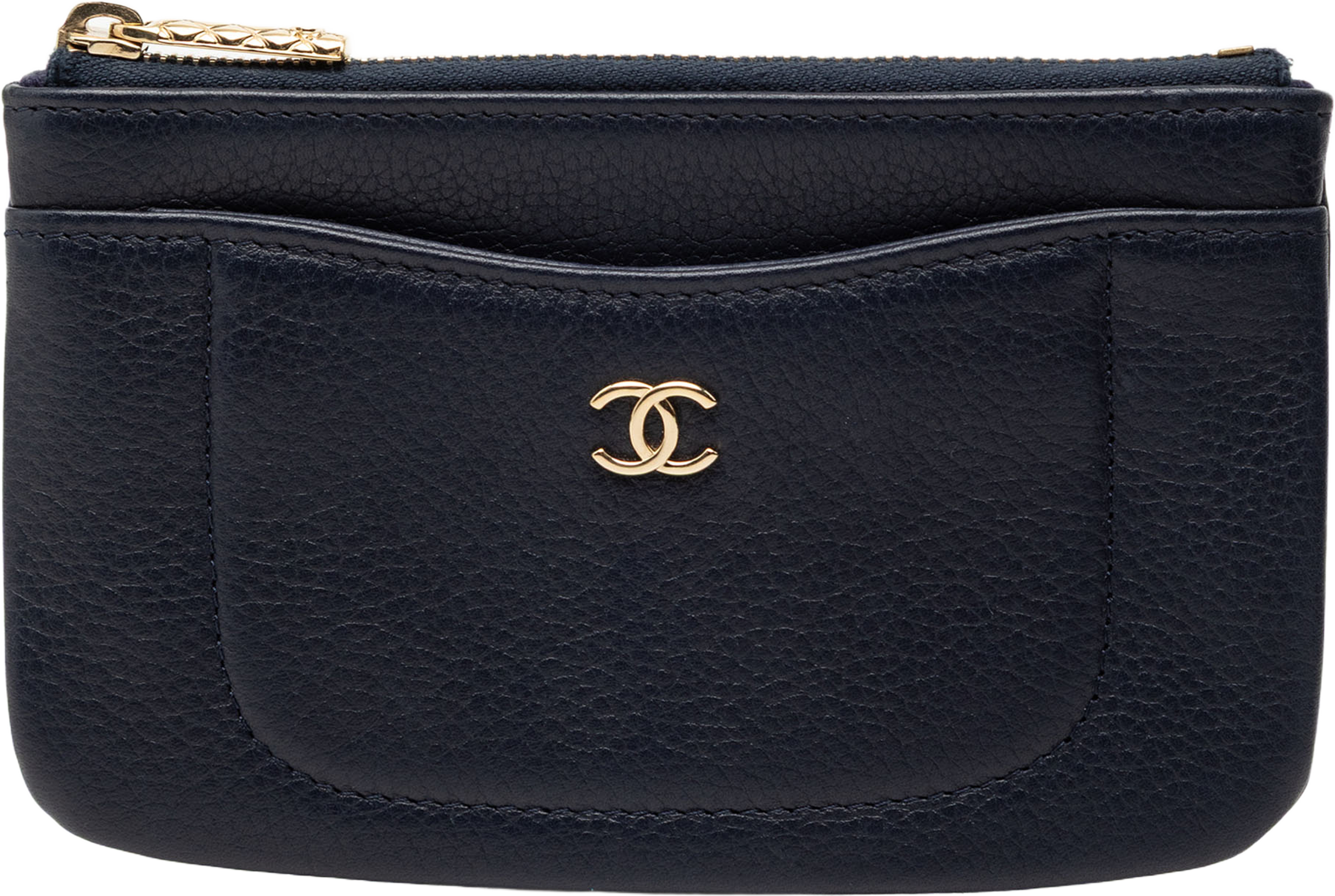 Chanel Calfskin Neo Executive Coin Purse, från Luxclusif, i färgen navy. Klicka för att öppna bilden i stort format
