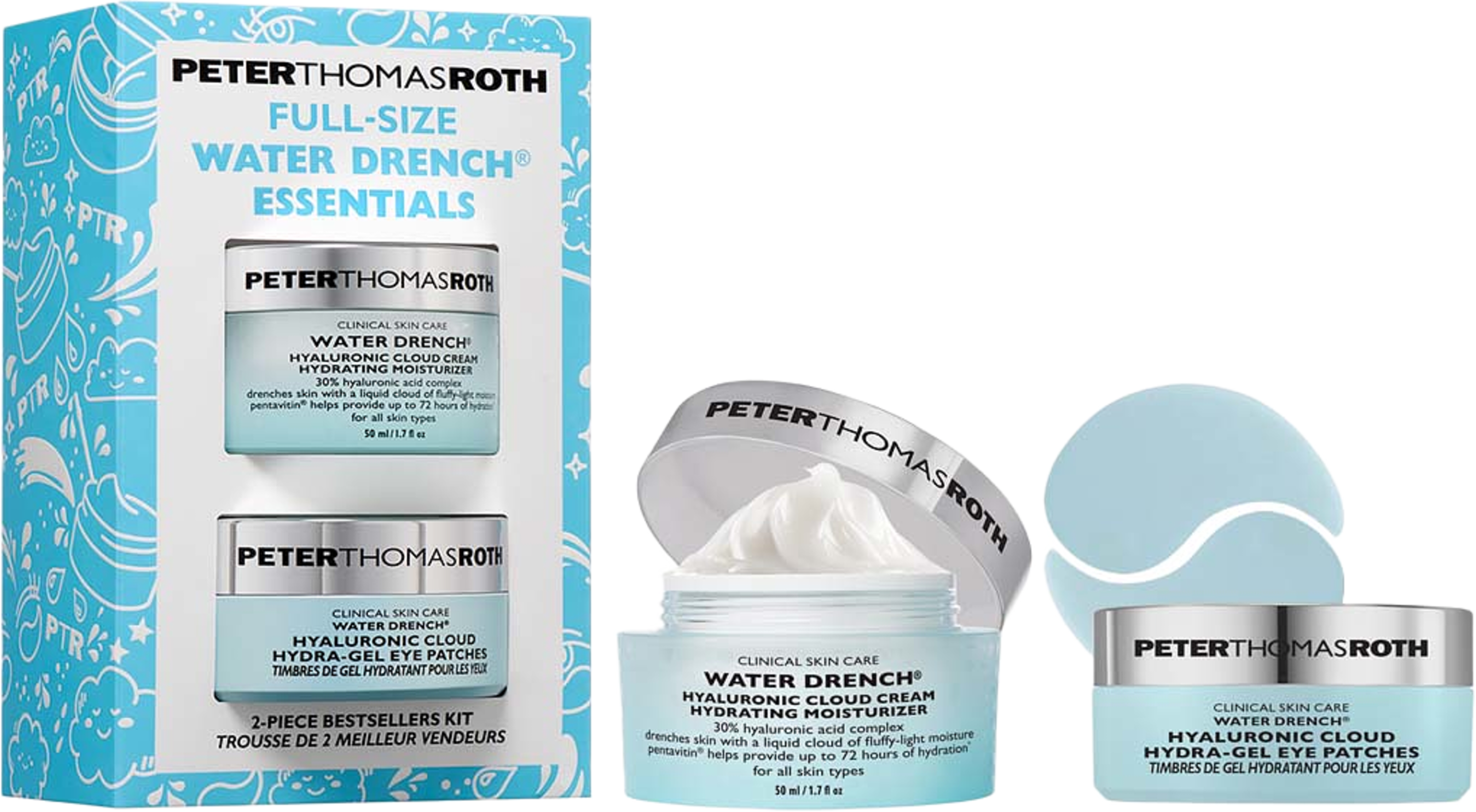 Gift Set Water Drench® Essentials Moisturizer and Eye Patch Set 50 ml + 60 Patches, från Peter Thomas Roth. Klicka för att öppna bilden i stort format