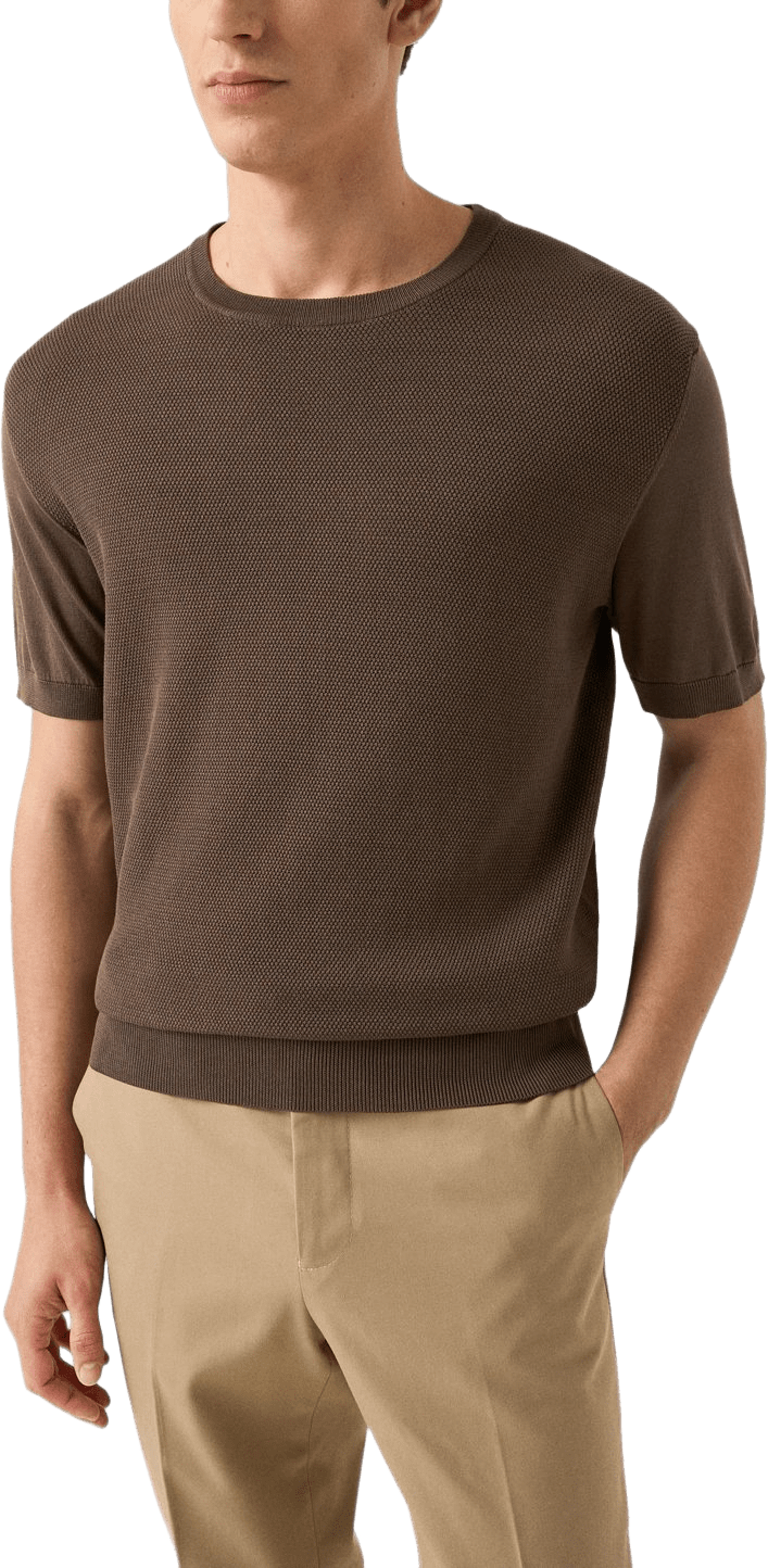 T-shirt Med Strukturerad Crew Neck