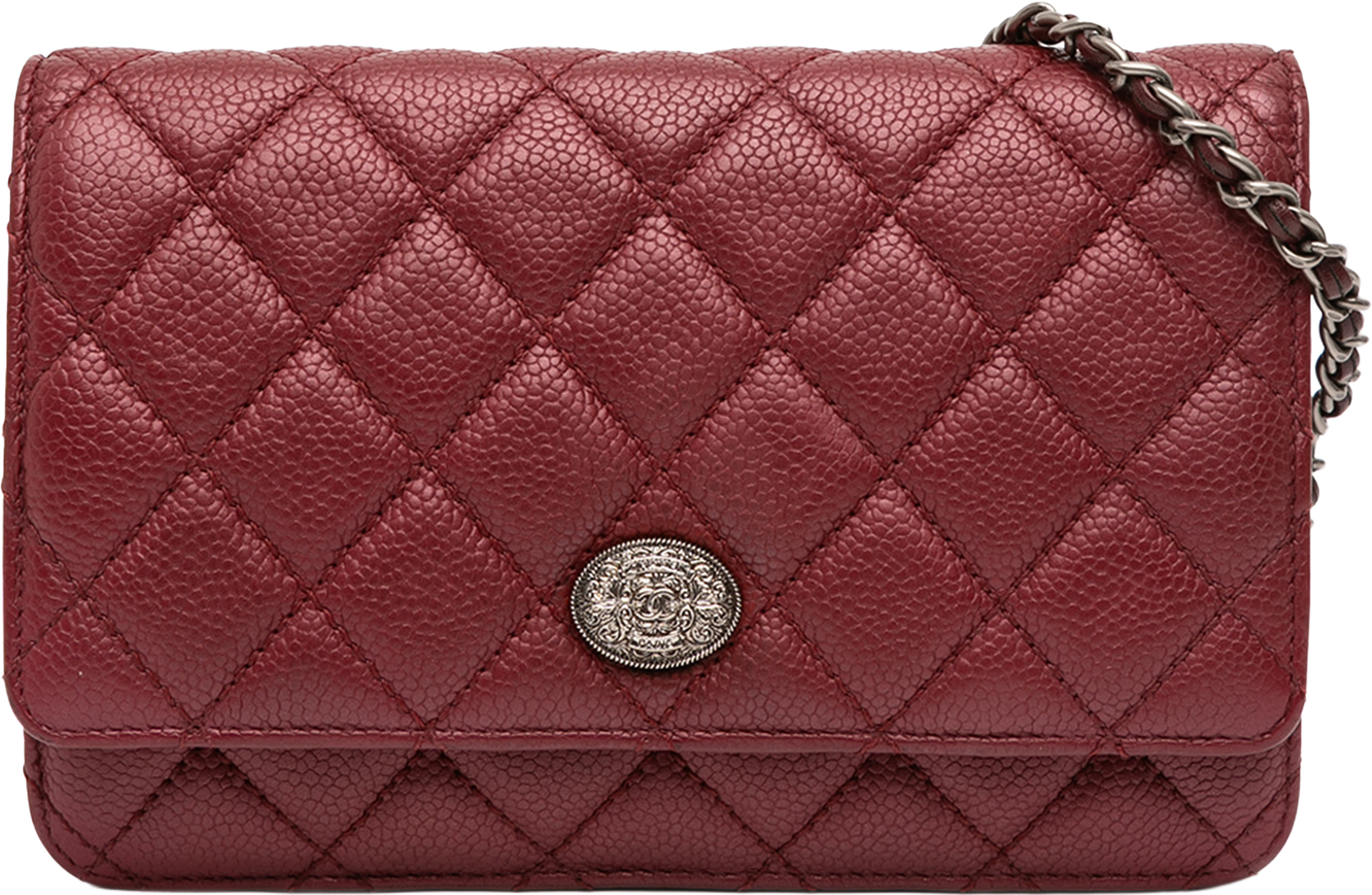 Chanel Cc Quilted Caviar Wallet On Chain, från Luxclusif, i färgen red. Klicka för att öppna bilden i stort format