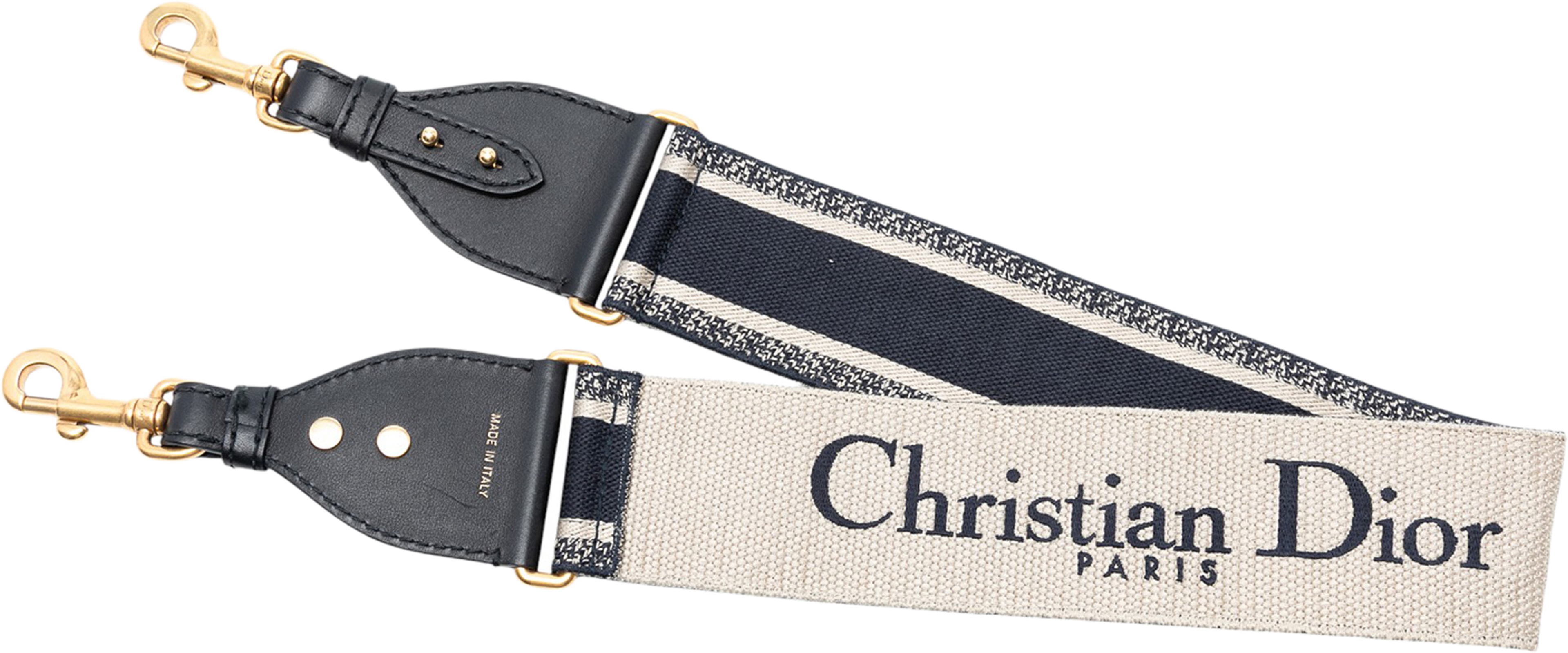 Dior Embroidered Canvas Logo Shoulder Strap, från Luxclusif, i färgen navy. Klicka för att öppna bilden i stort format